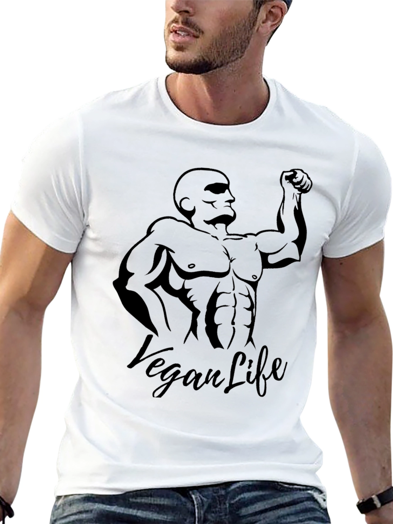 Vegan Life Graphic Tee - Bodybuilder Design