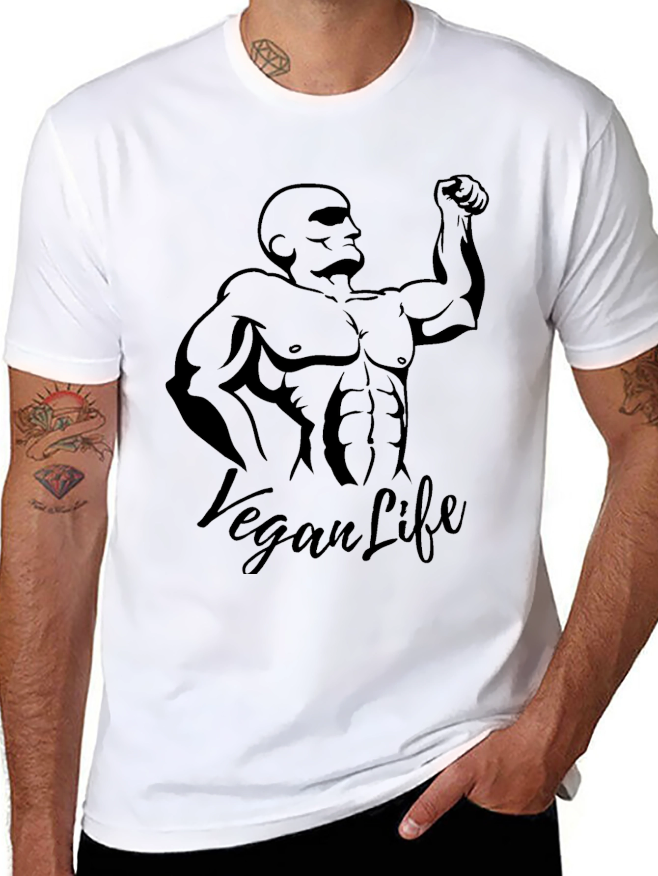 Vegan Life Graphic Tee - Bodybuilder Design