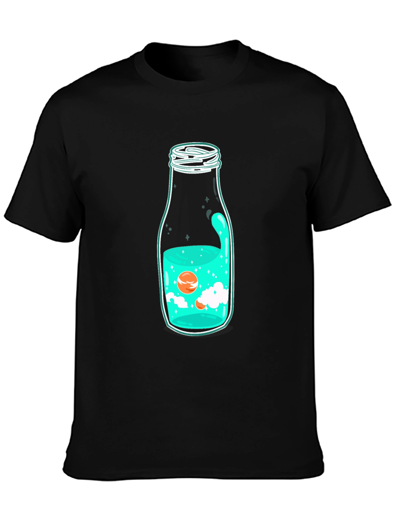 Unique Bottle Graphic Black T-Shirt