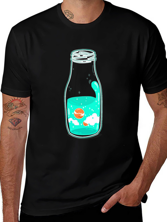 Unique Bottle Graphic Black T-Shirt