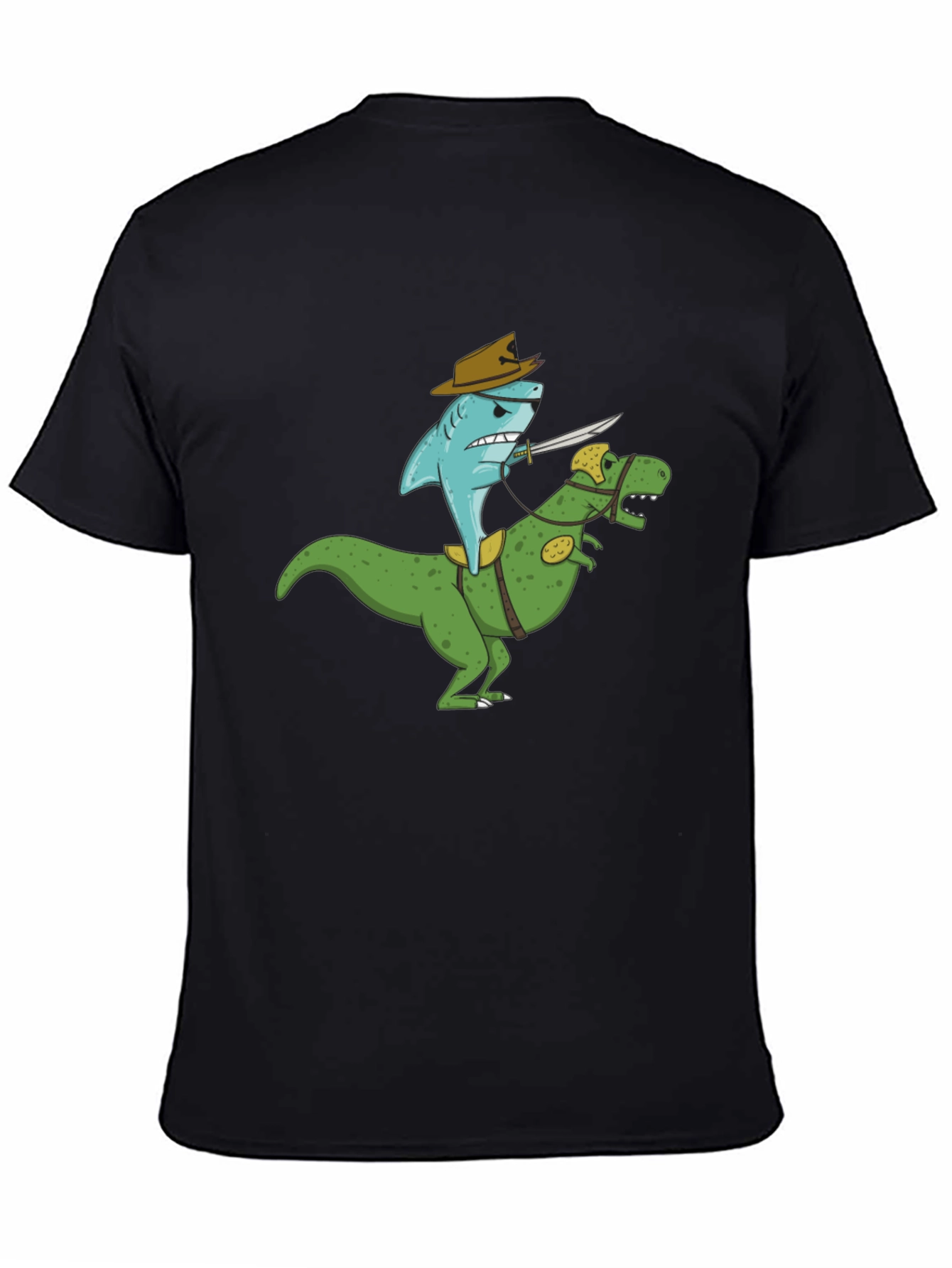 Shark Riding Dinosaur T-Shirt - Funny Graphic Tee