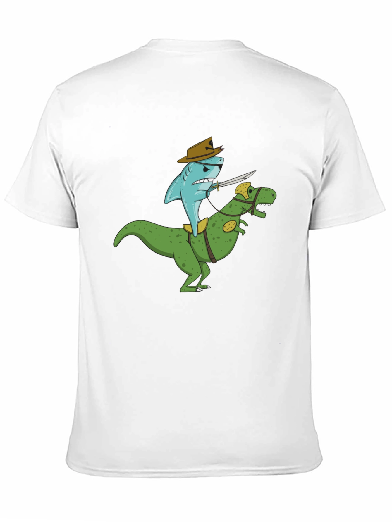 Shark Riding Dinosaur T-Shirt - Funny Graphic Tee