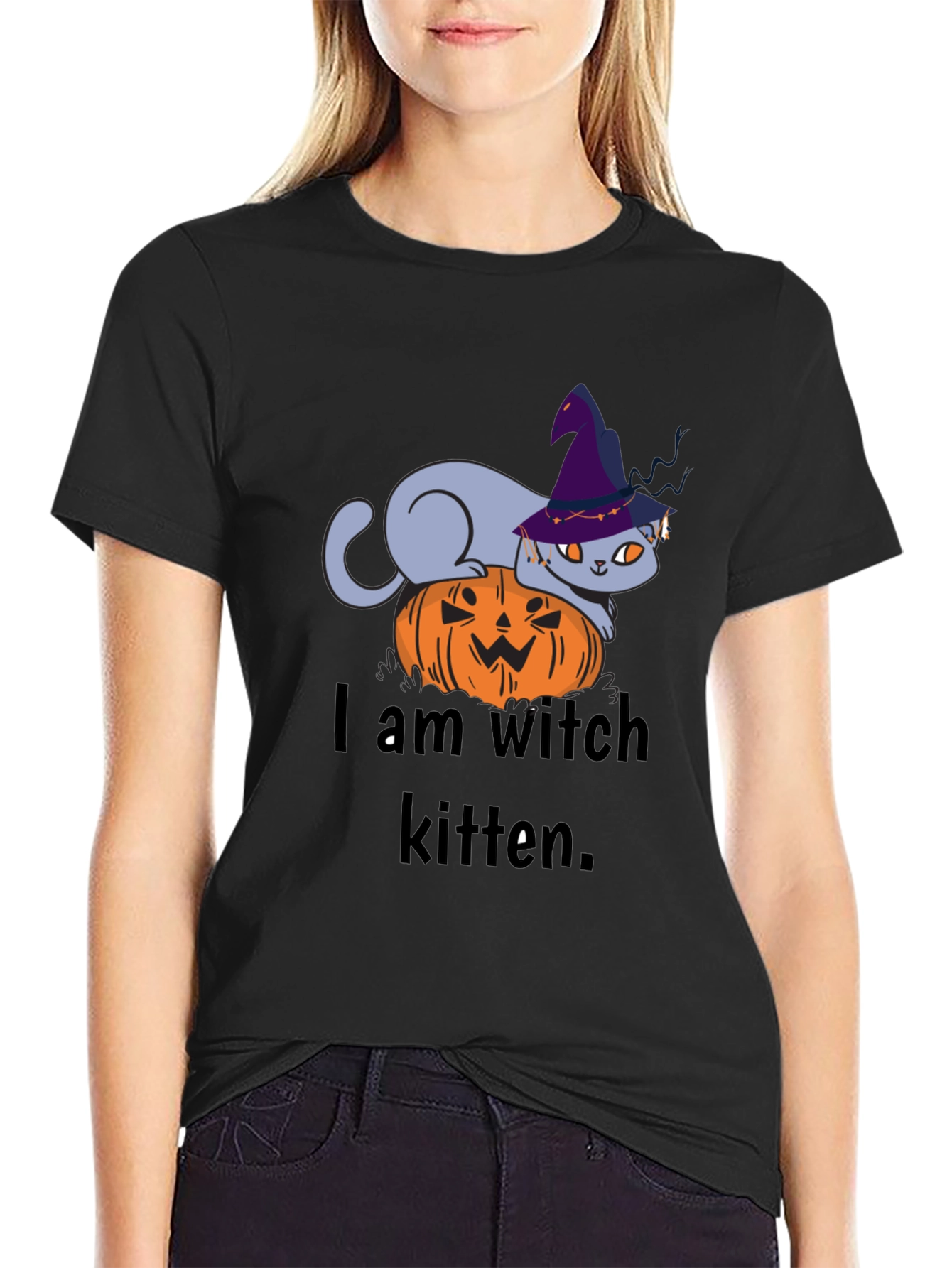 Witch Kitten Tee - Halloween Cat T-Shirt