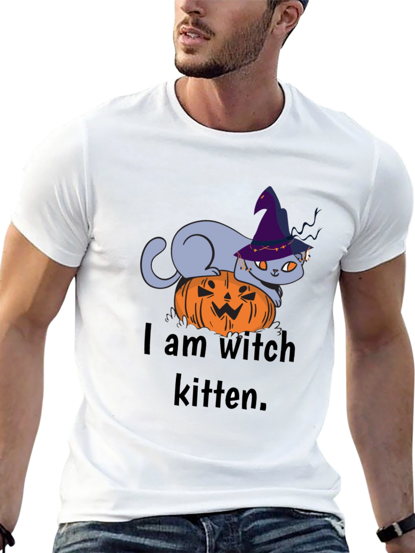 Witch Kitten Tee - Halloween Cat T-Shirt