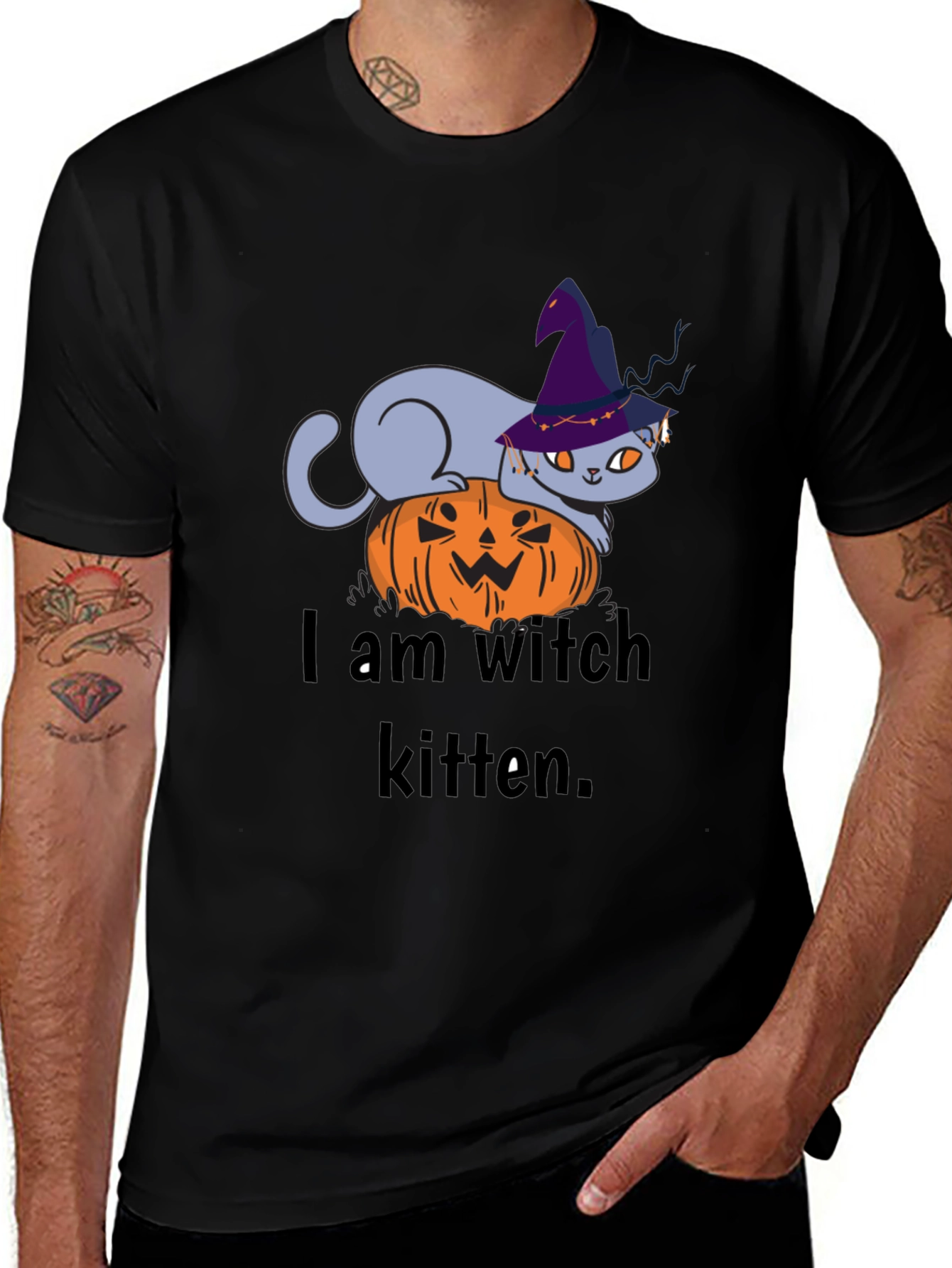 Witch Kitten Tee - Halloween Cat T-Shirt