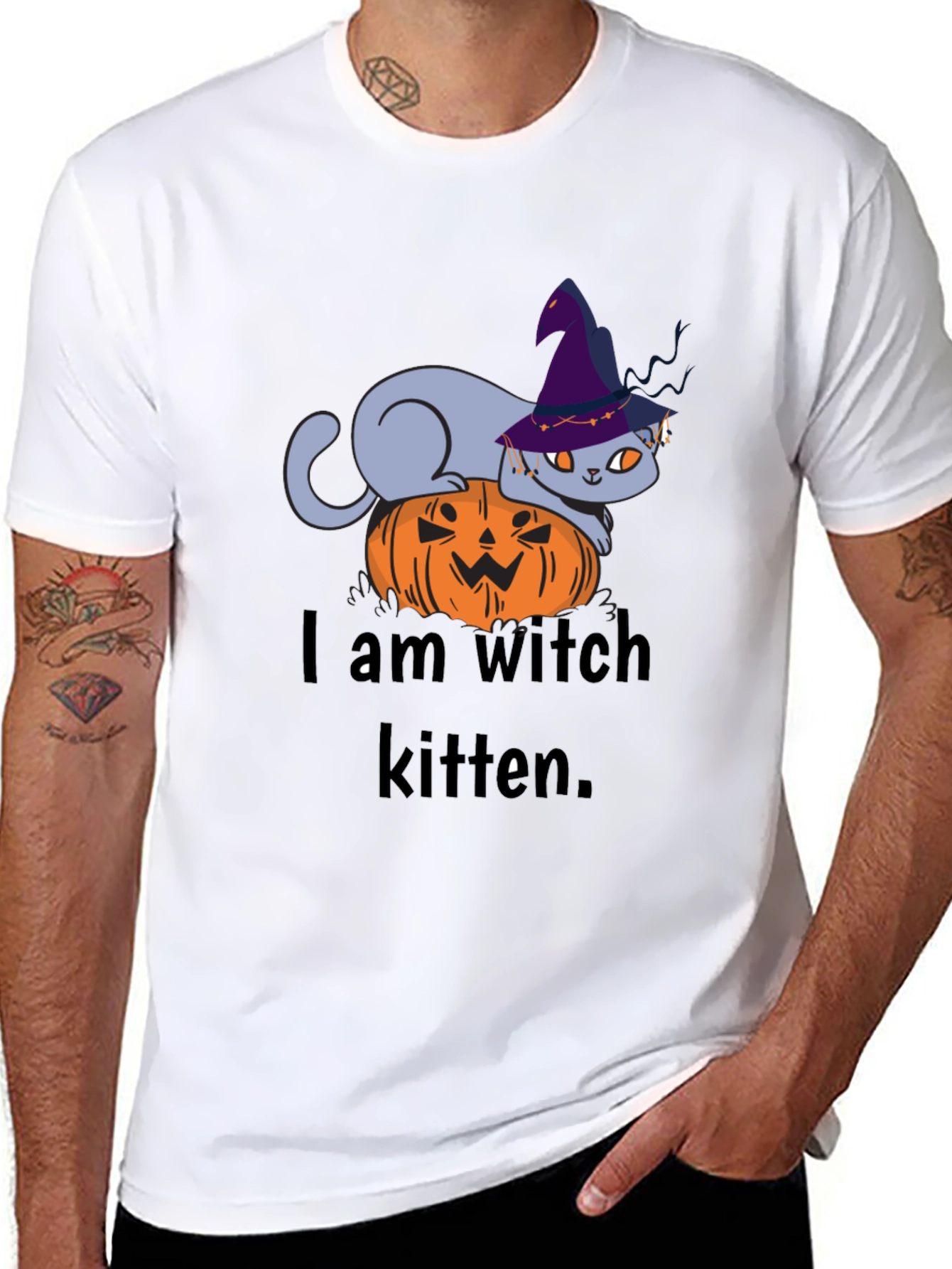 Witch Kitten Tee - Halloween Cat T-Shirt