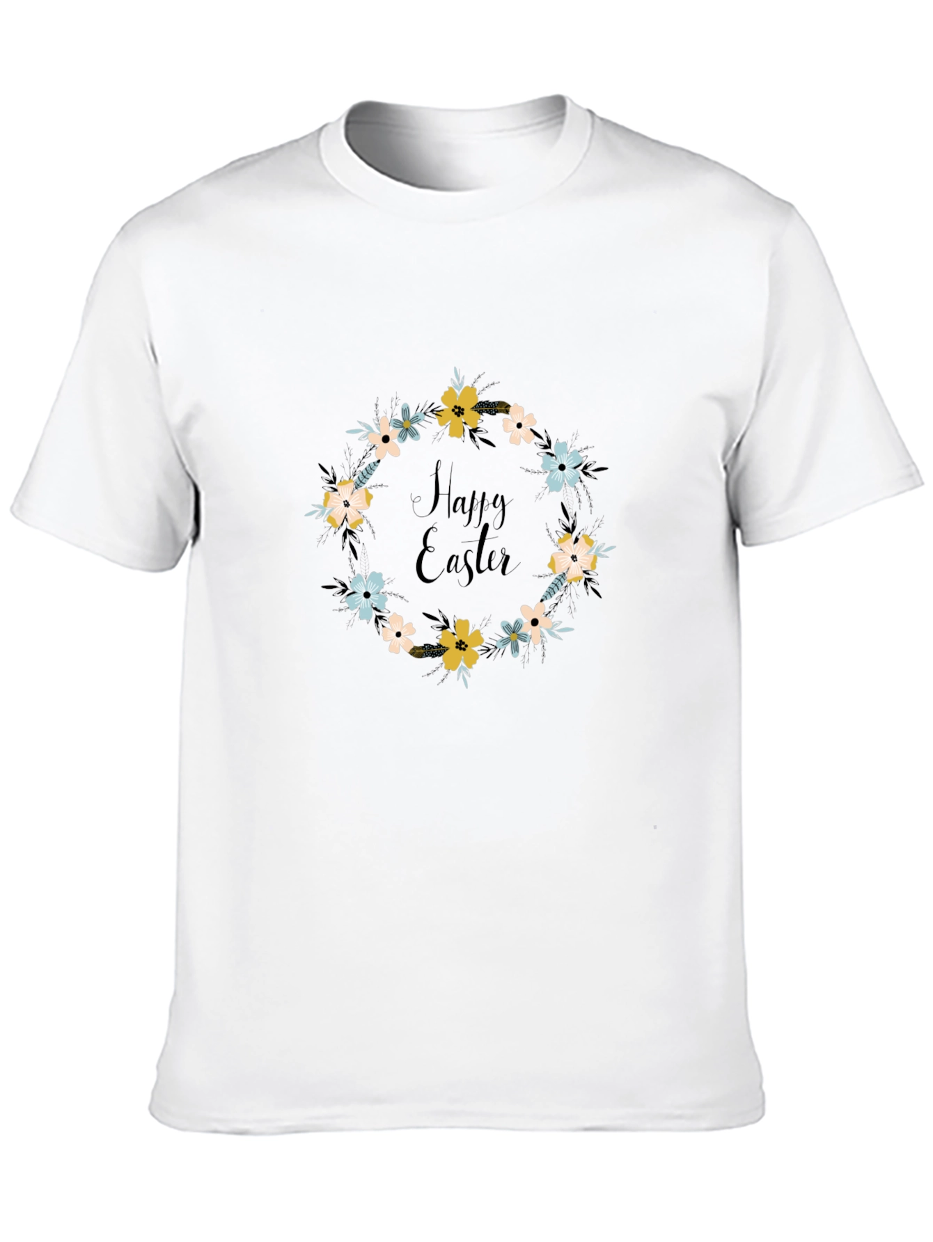 Happy Easter Floral Wreath Graphic T-Shirt