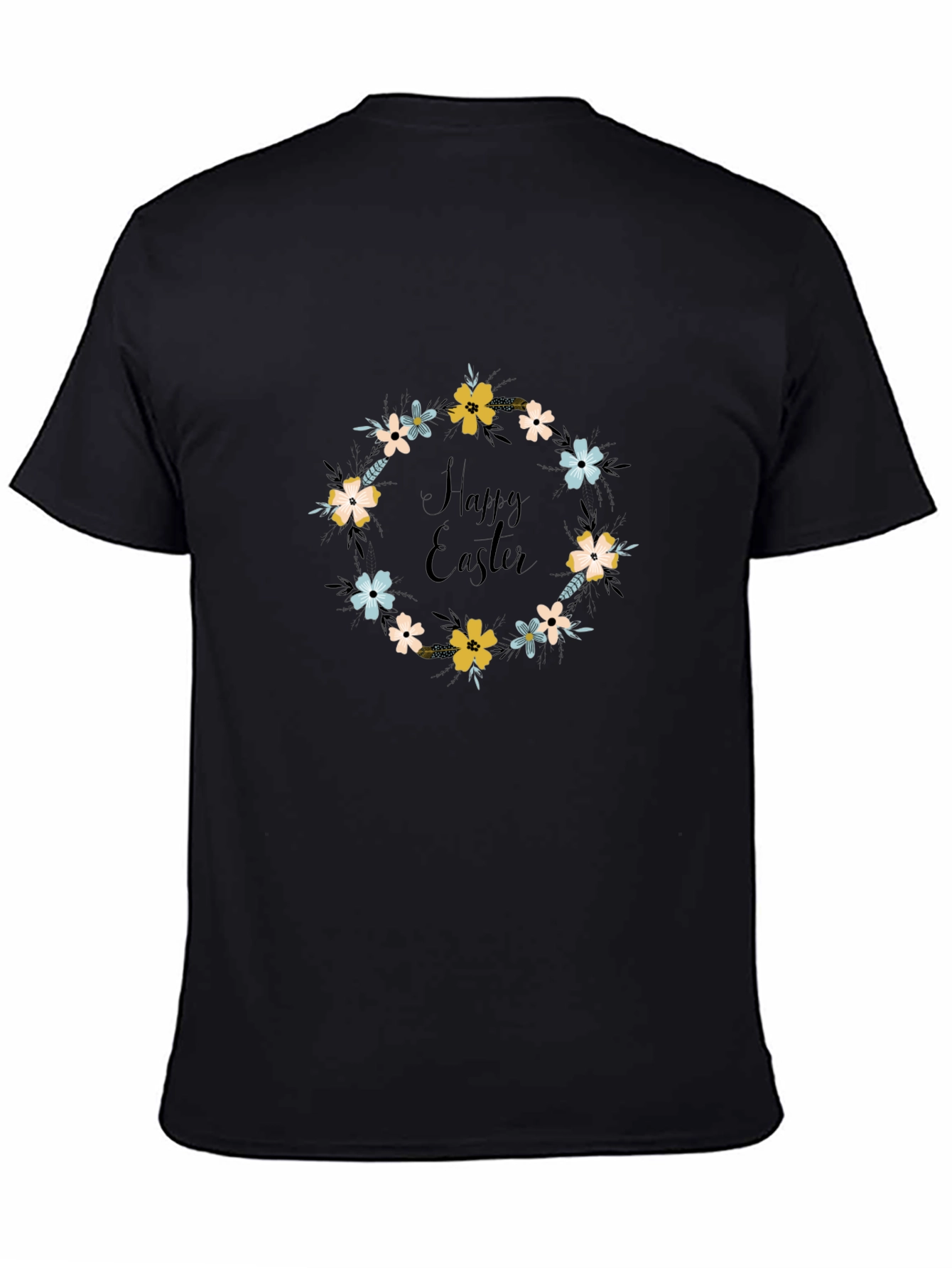 Happy Easter Floral Wreath Graphic T-Shirt