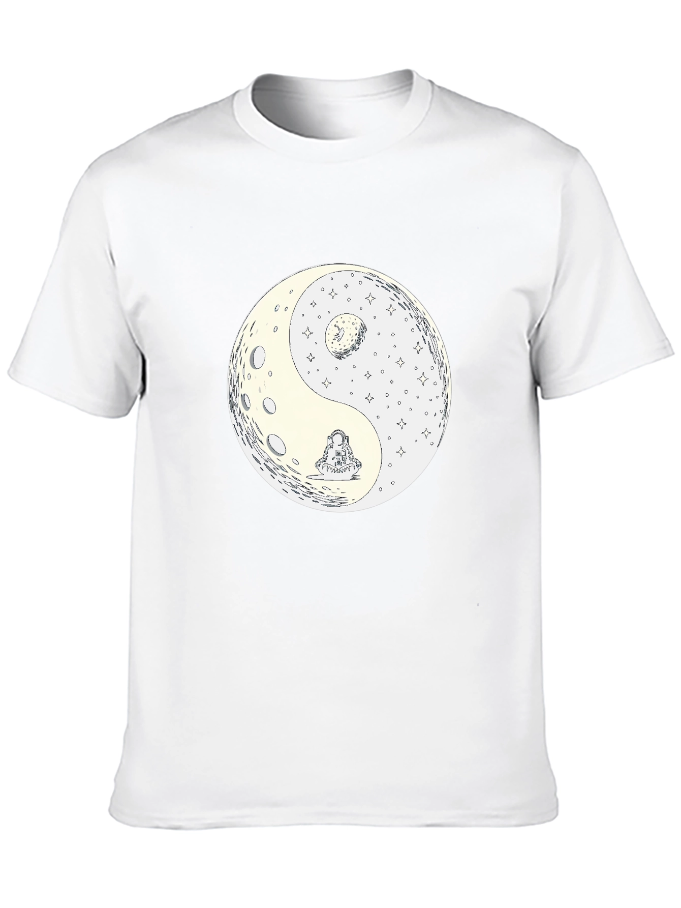 Yin Yang Moon Graphic Tee - Casual Black T-Shirt