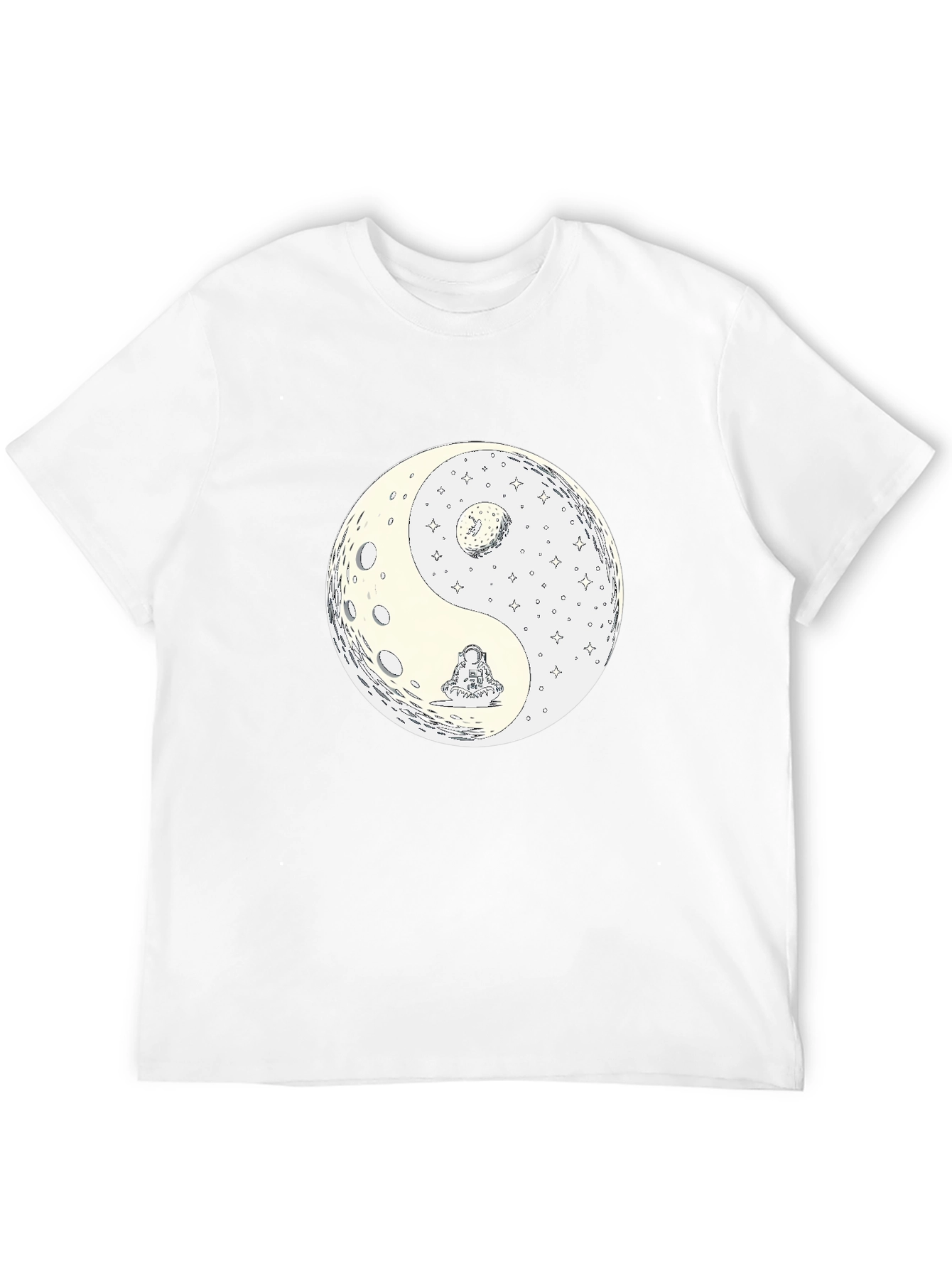 Yin Yang Moon Graphic Tee - Casual Black T-Shirt