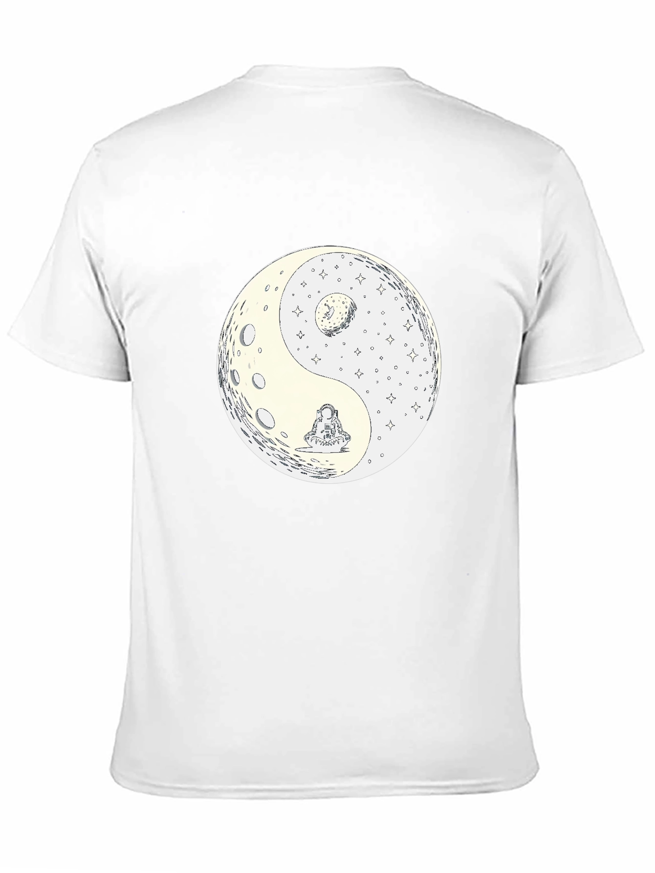 Yin Yang Moon Graphic Tee - Casual Black T-Shirt