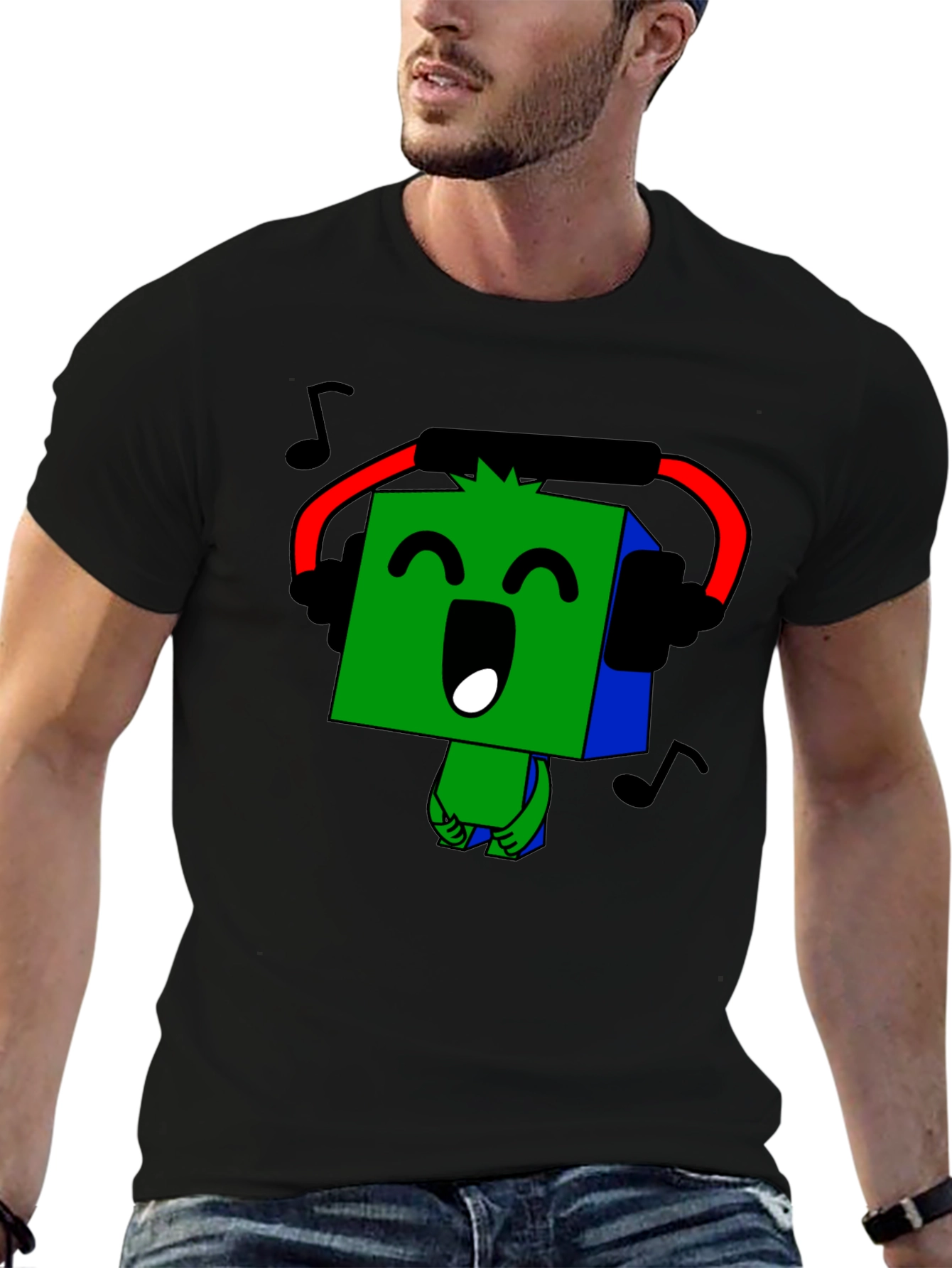 Musical Block Character Graphic Tee - Black