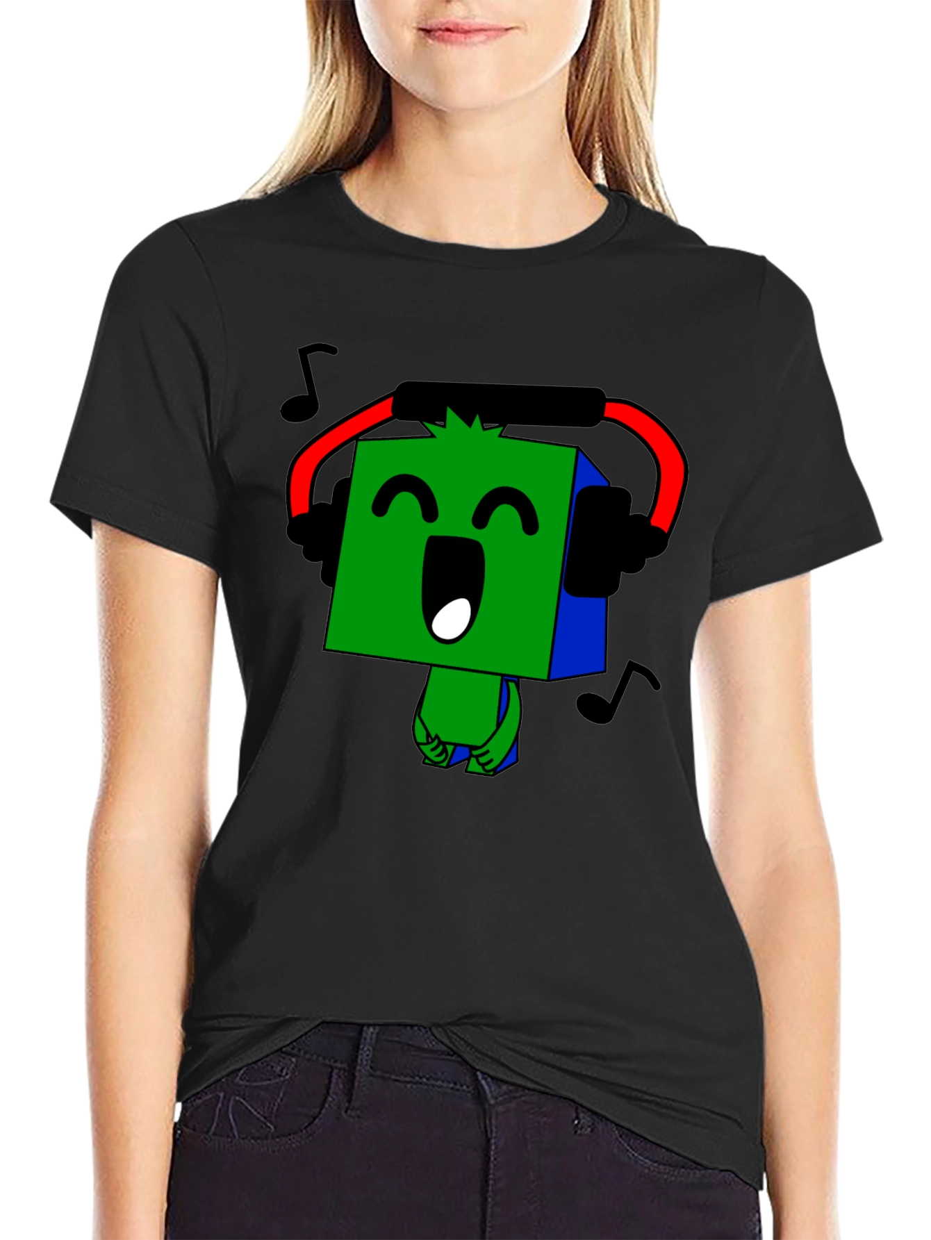 Musical Block Character Graphic Tee - Black