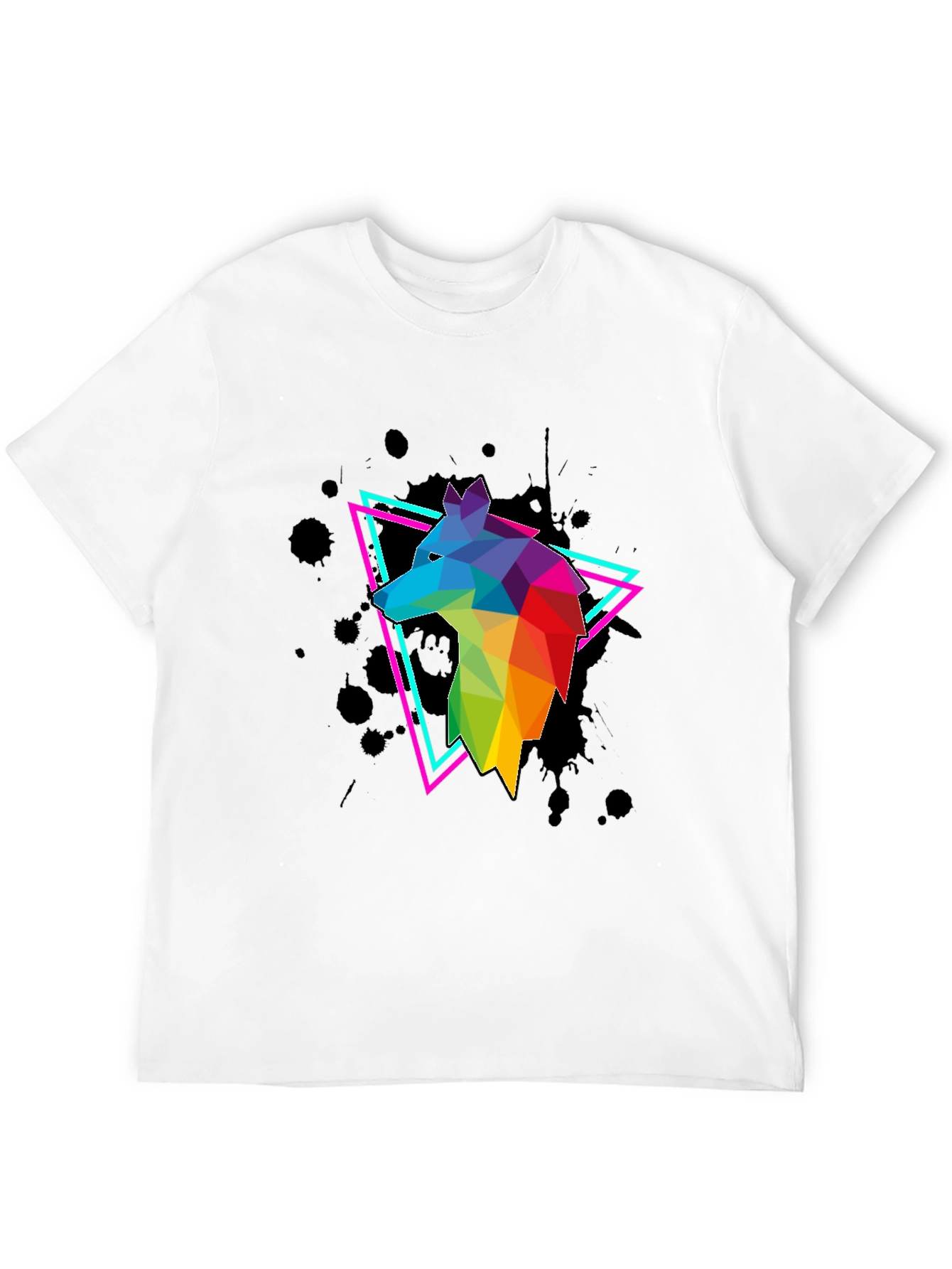 Geometric Wolf Graphic Tee - Mens Black T-Shirt