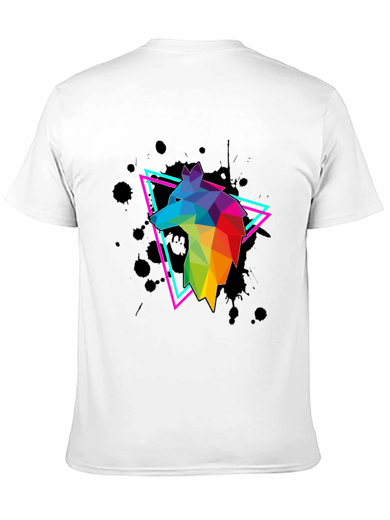 Geometric Wolf Graphic Tee - Mens Black T-Shirt