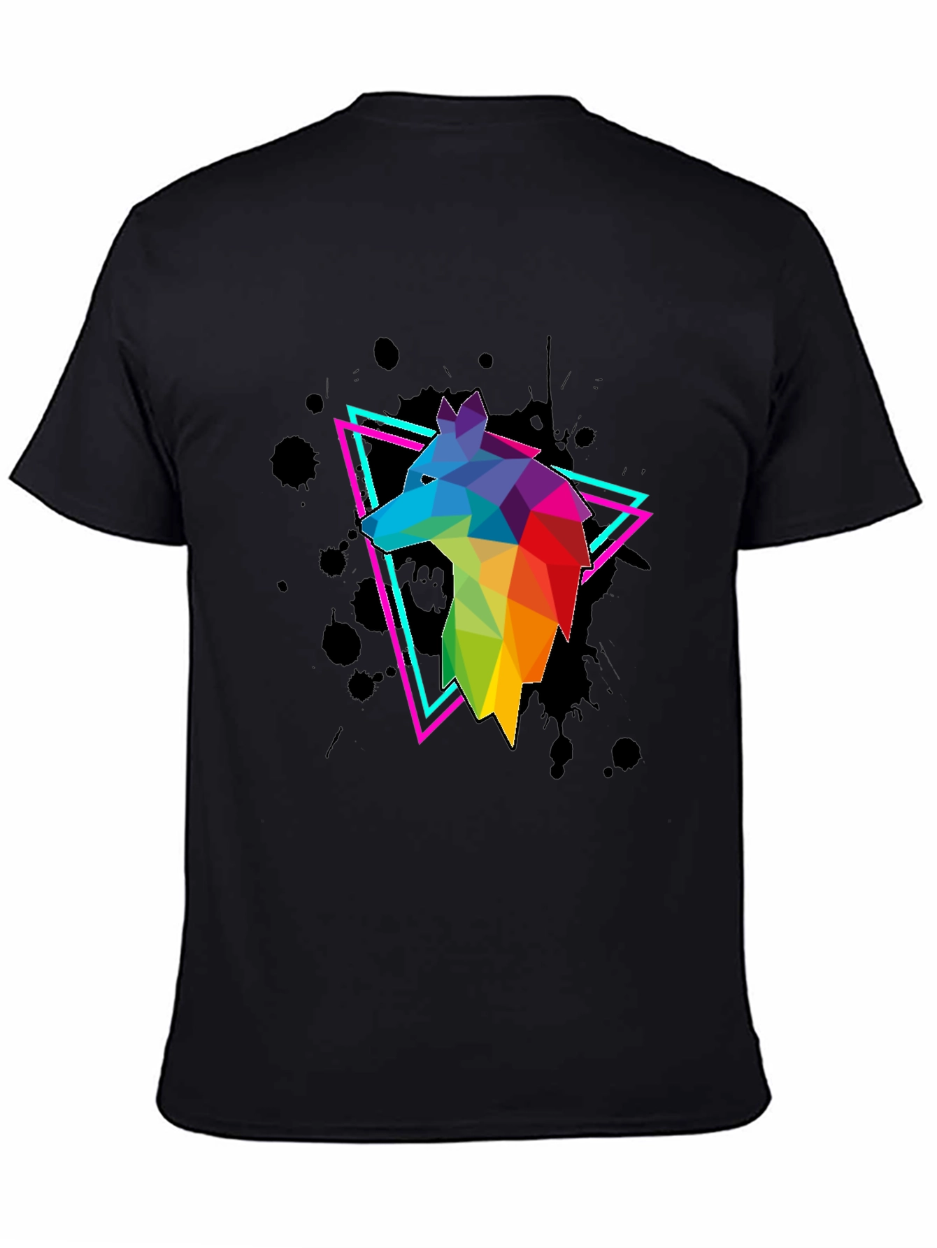 Geometric Wolf Graphic Tee - Mens Black T-Shirt