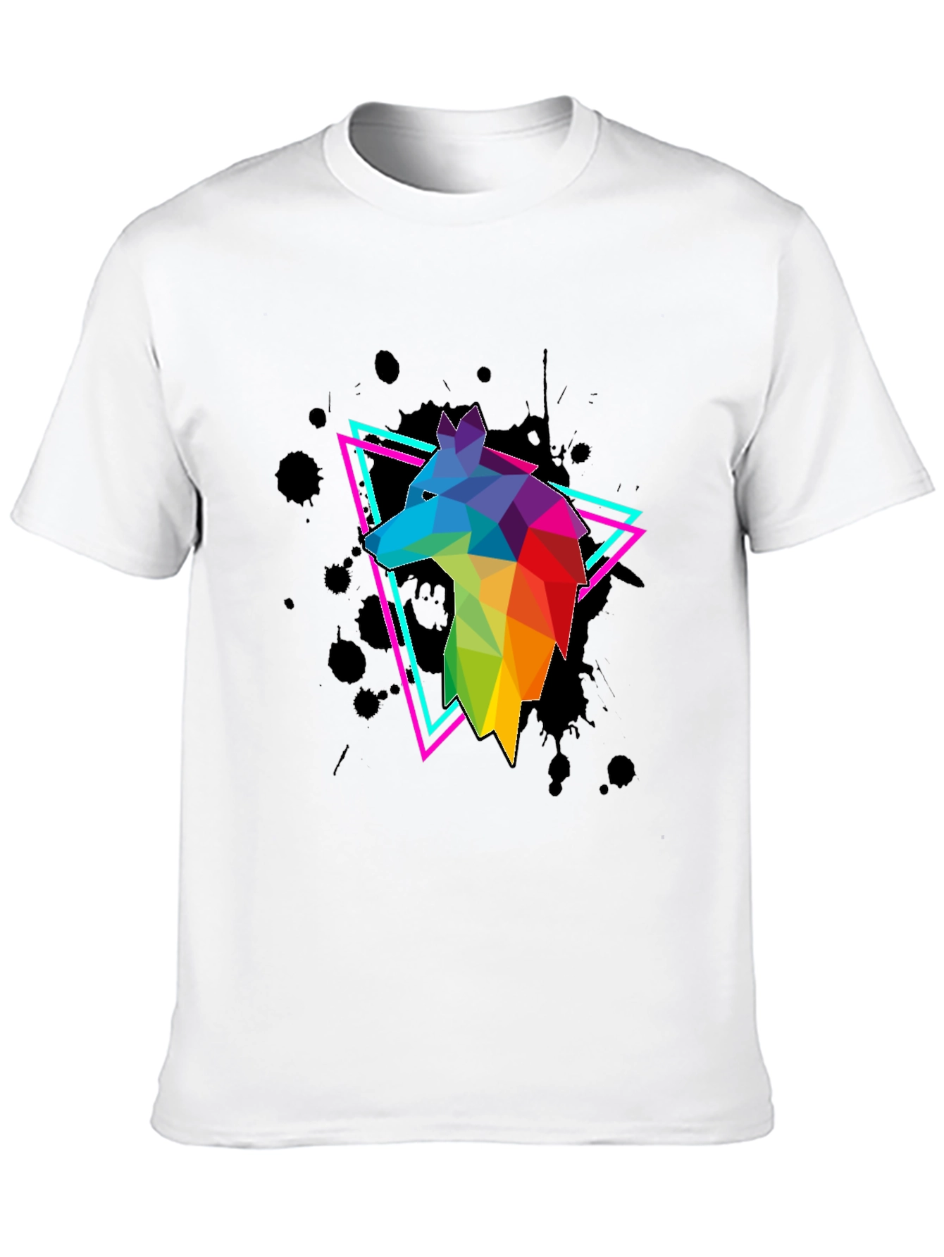 Geometric Wolf Graphic Tee - Mens Black T-Shirt