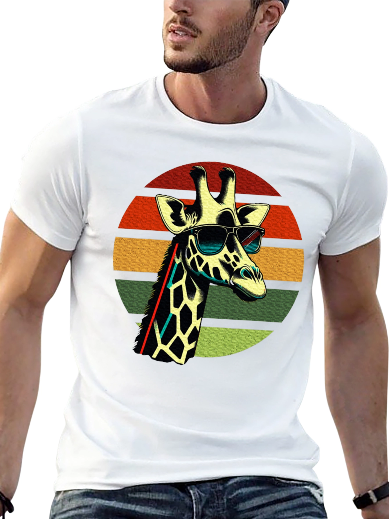 Cool Giraffe Retro Sunset T-Shirt