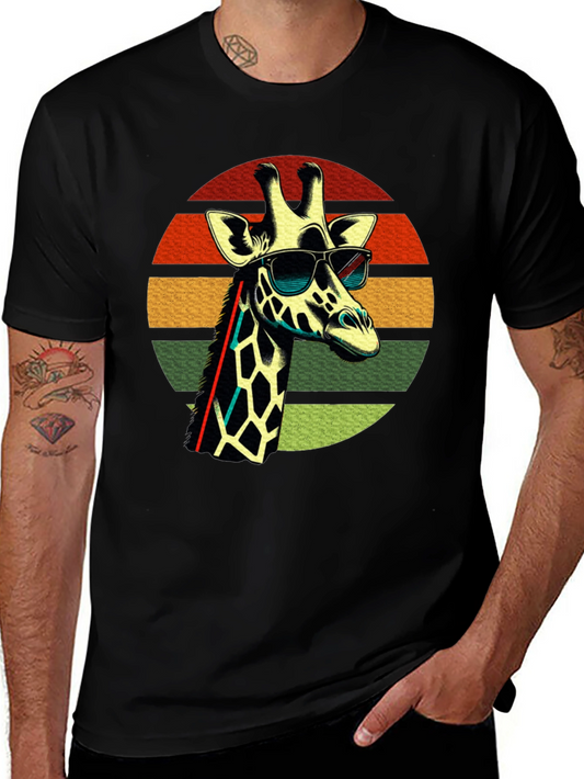 Cool Giraffe Retro Sunset T-Shirt