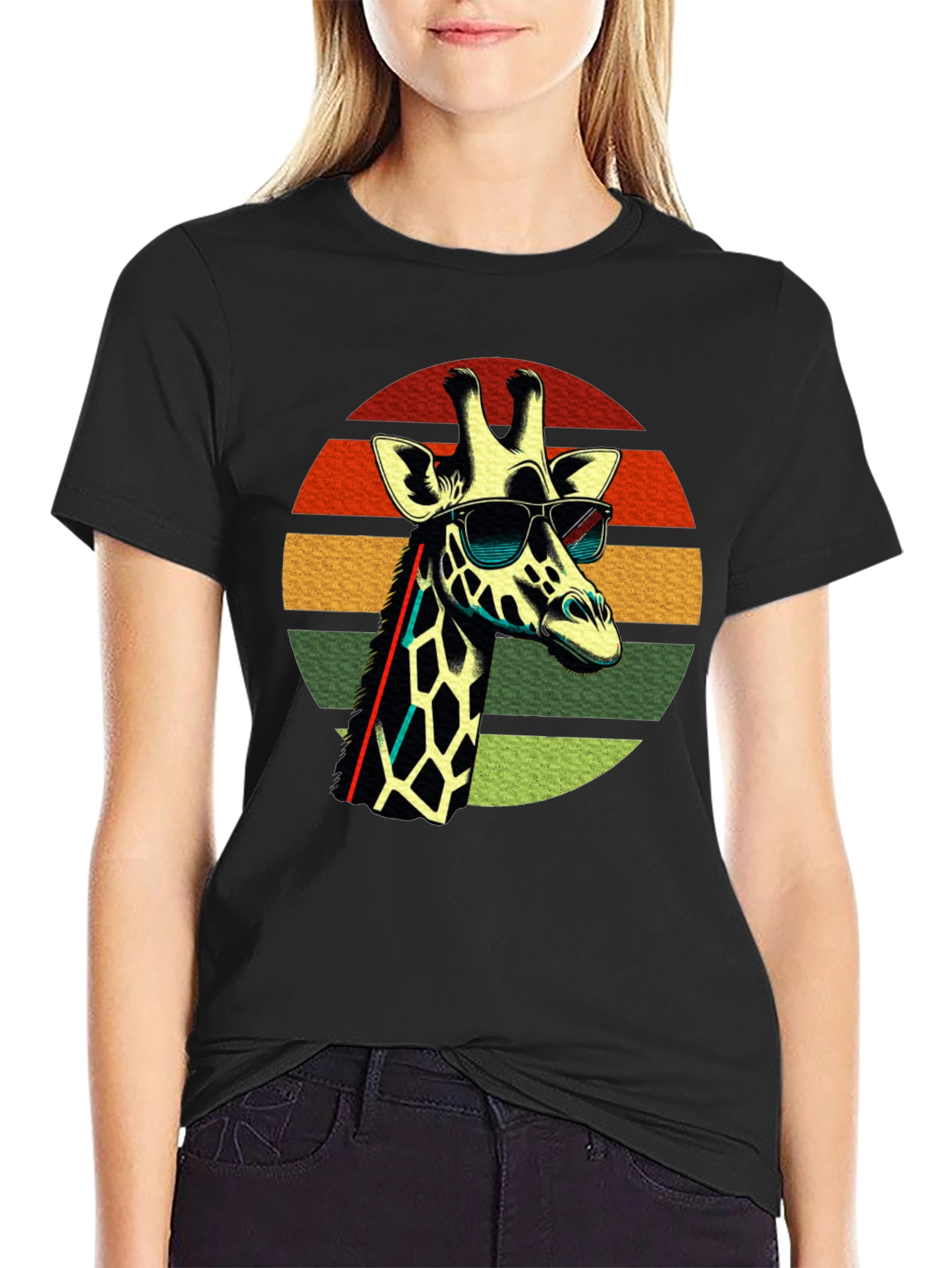 Cool Giraffe Retro Sunset T-Shirt
