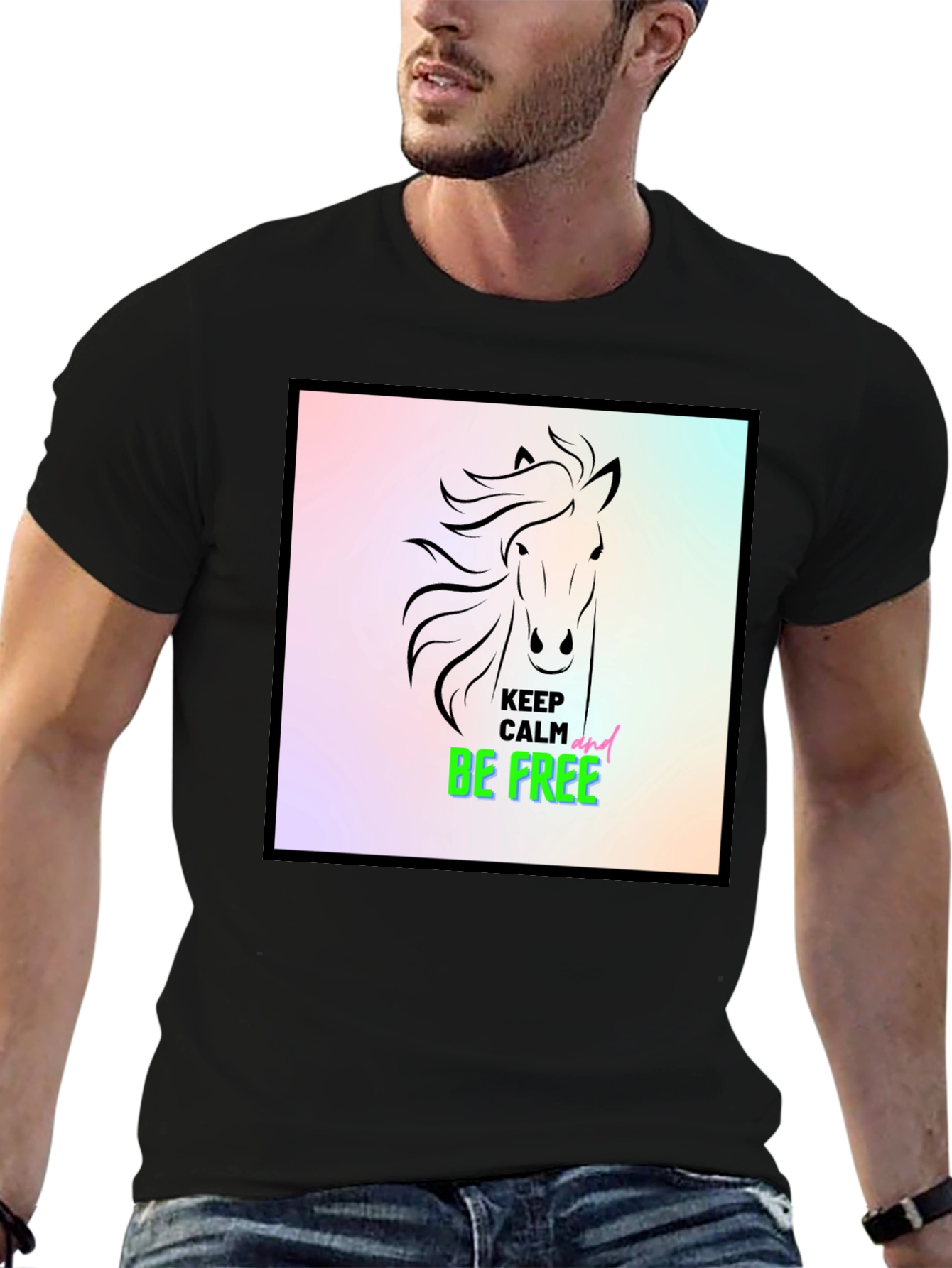 Keep Calm & Be Free Horse Graphic Tee