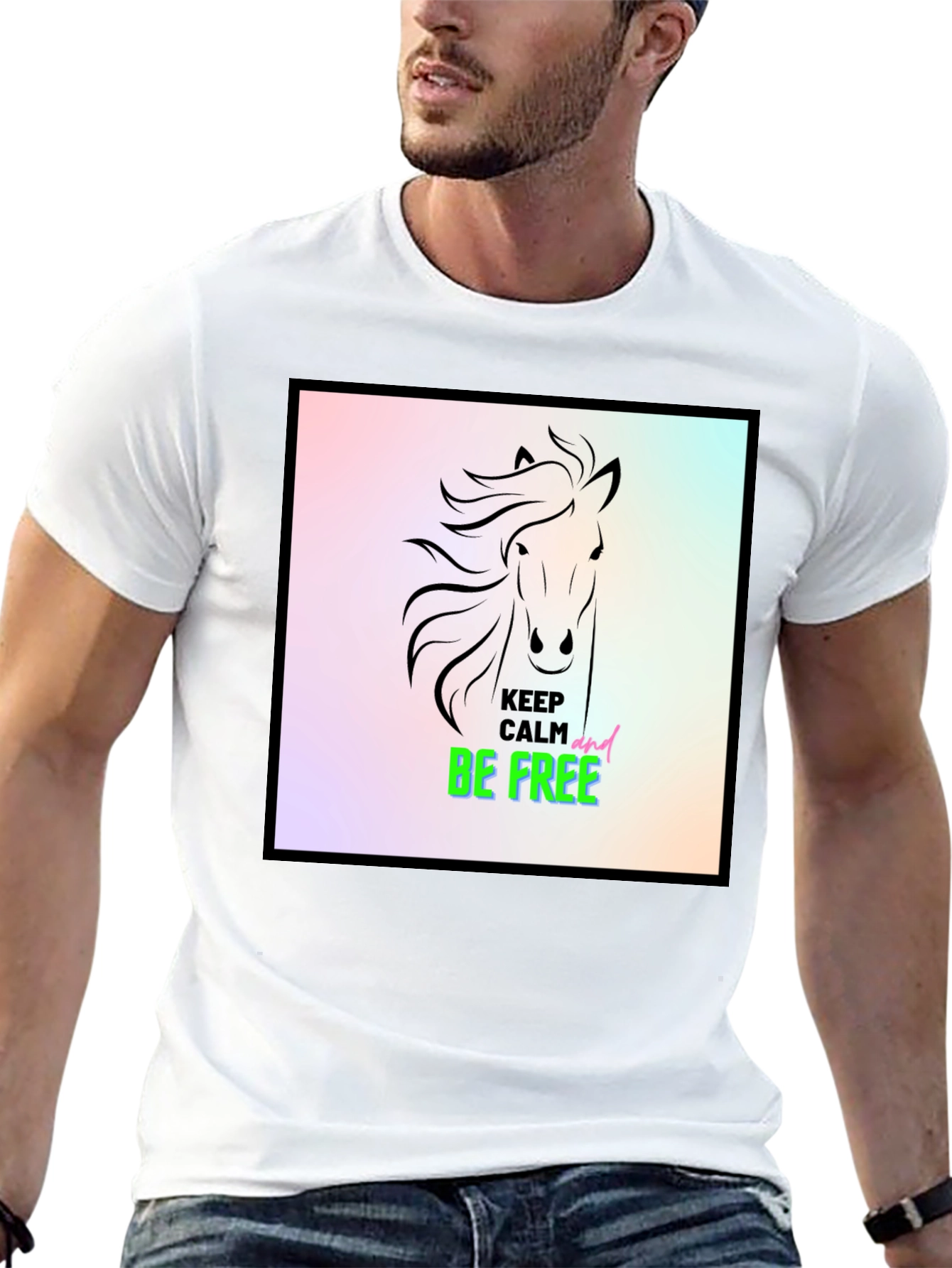 Keep Calm & Be Free Horse Graphic Tee