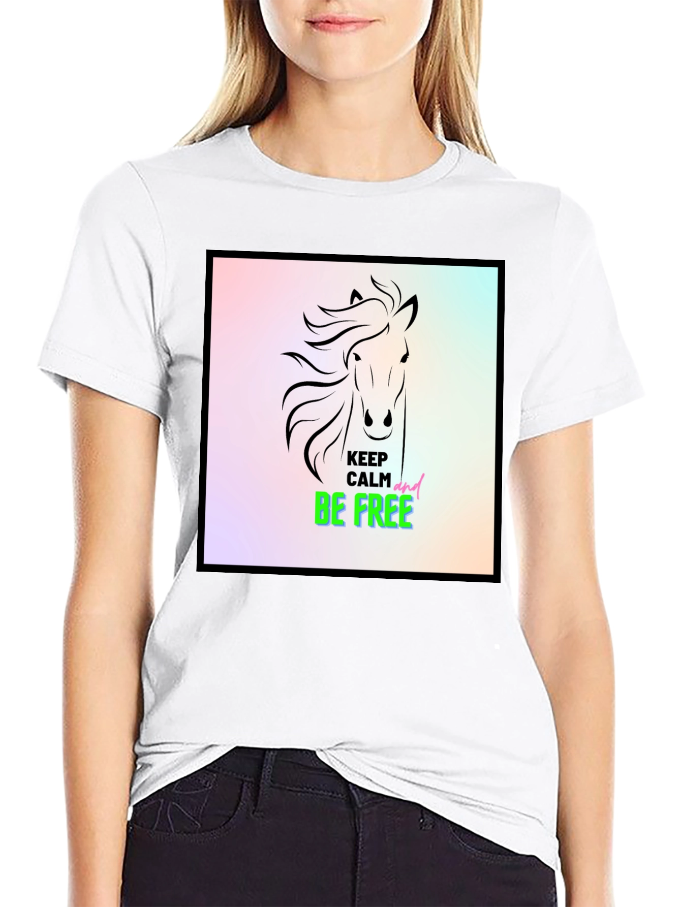 Keep Calm & Be Free Horse Graphic Tee