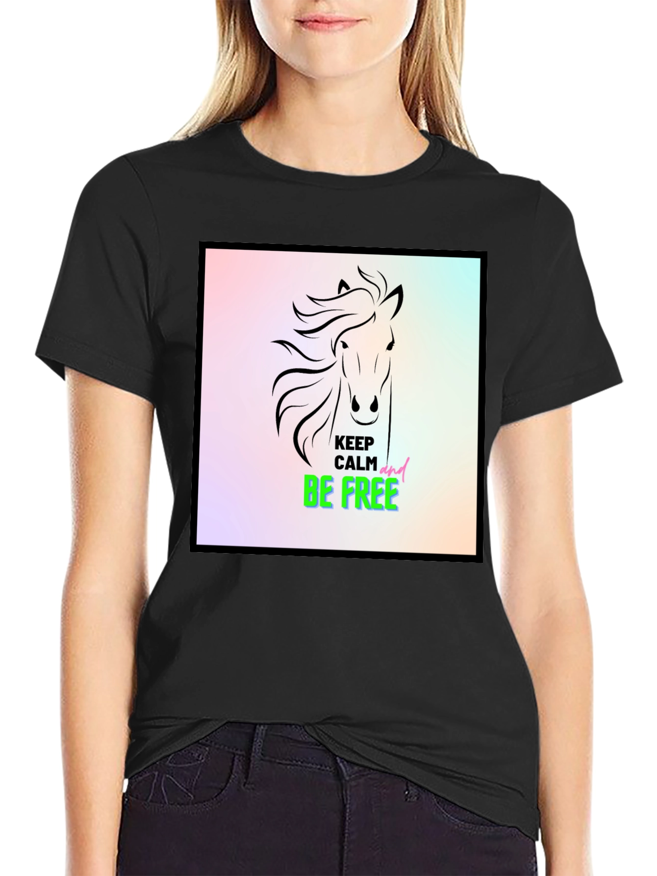 Keep Calm & Be Free Horse Graphic Tee