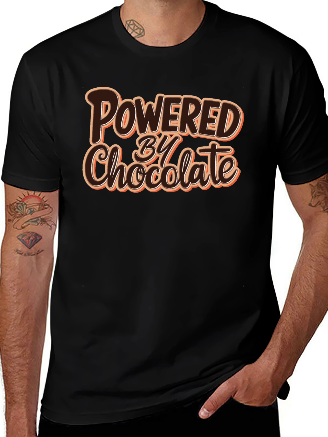 Powered By Chocolate T-Shirt - Funny Foodie Tee