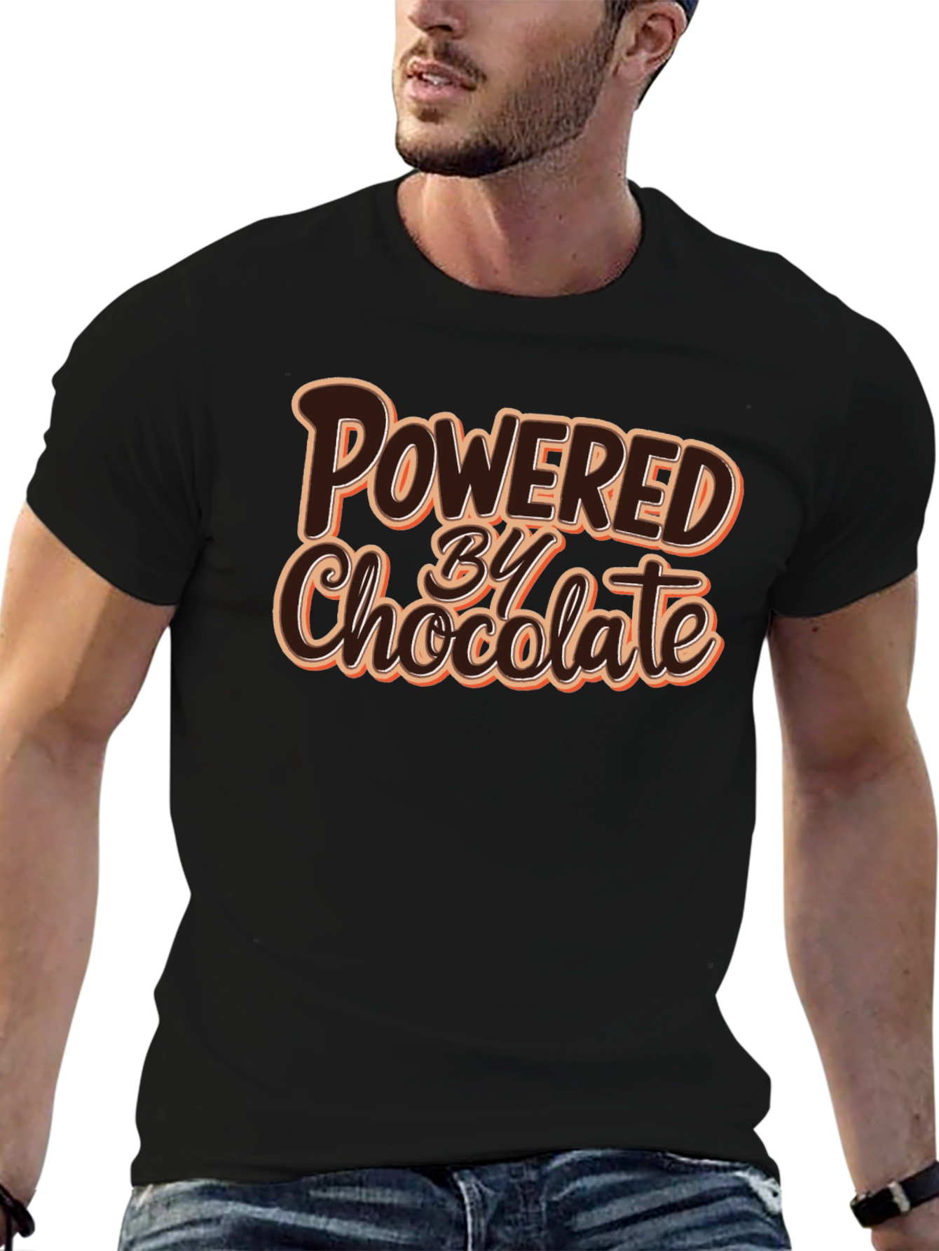 Powered By Chocolate T-Shirt - Funny Foodie Tee
