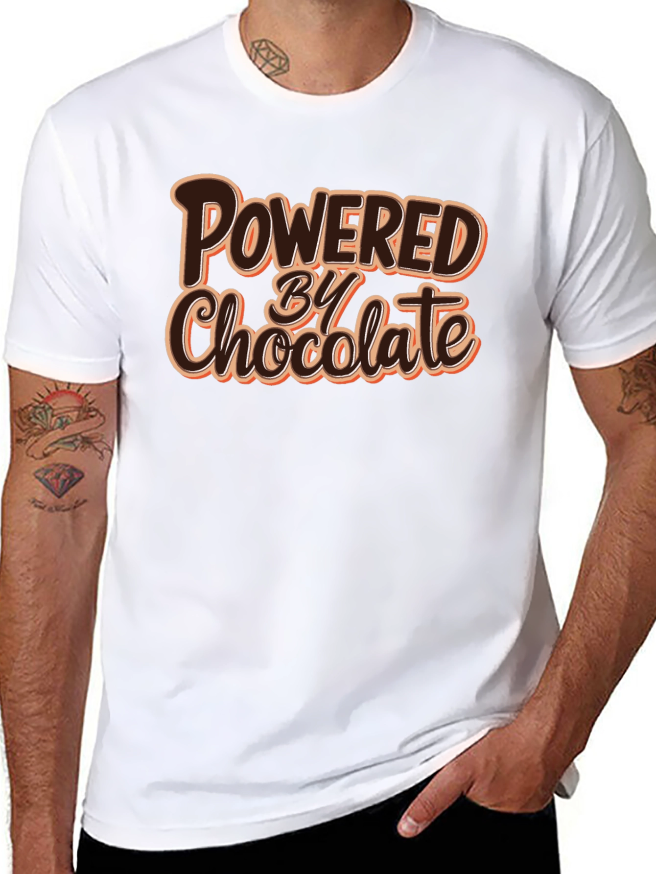 Powered By Chocolate T-Shirt - Funny Foodie Tee