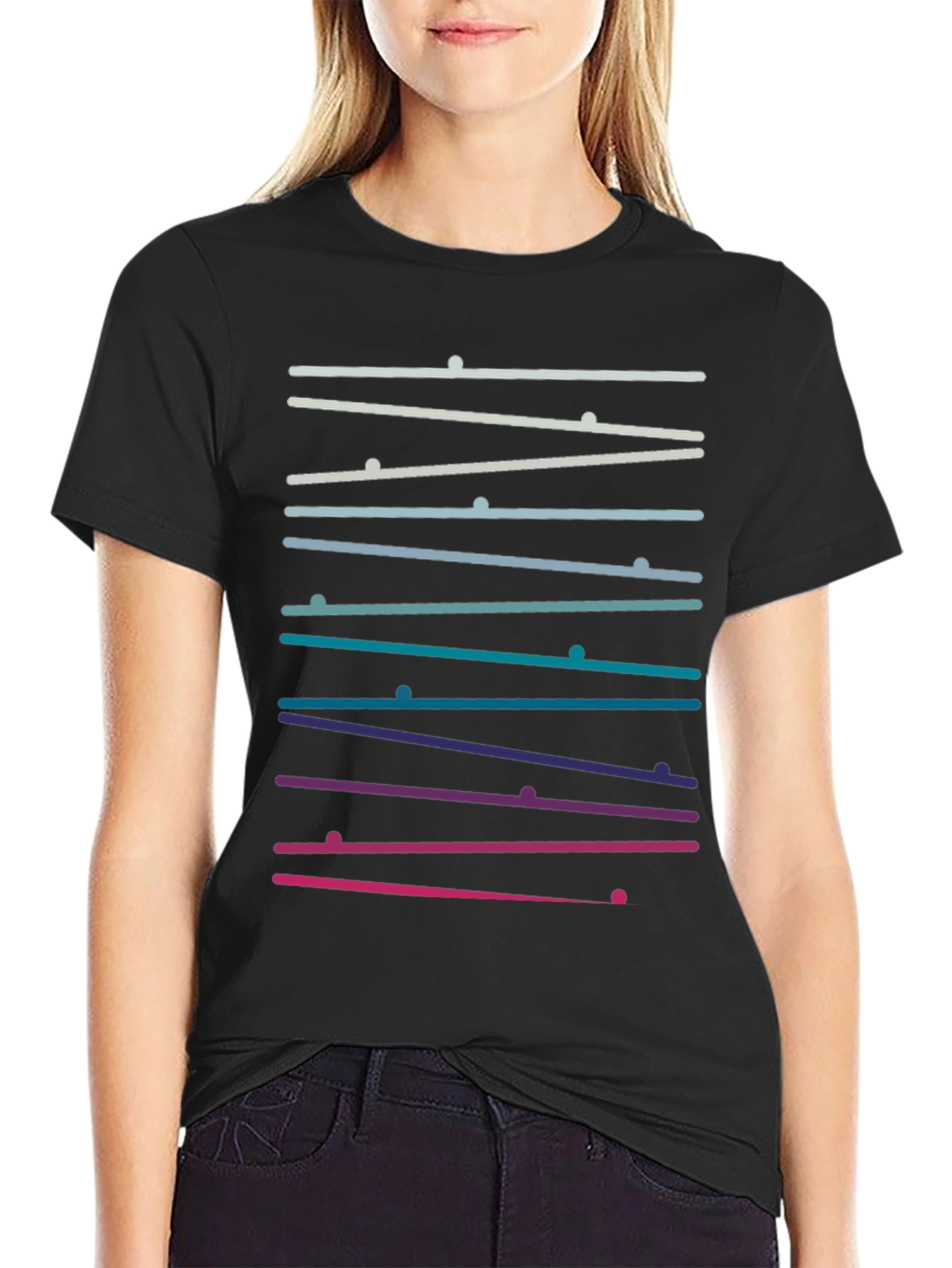Stylish Gradient Lines Graphic Tee - Modern Design