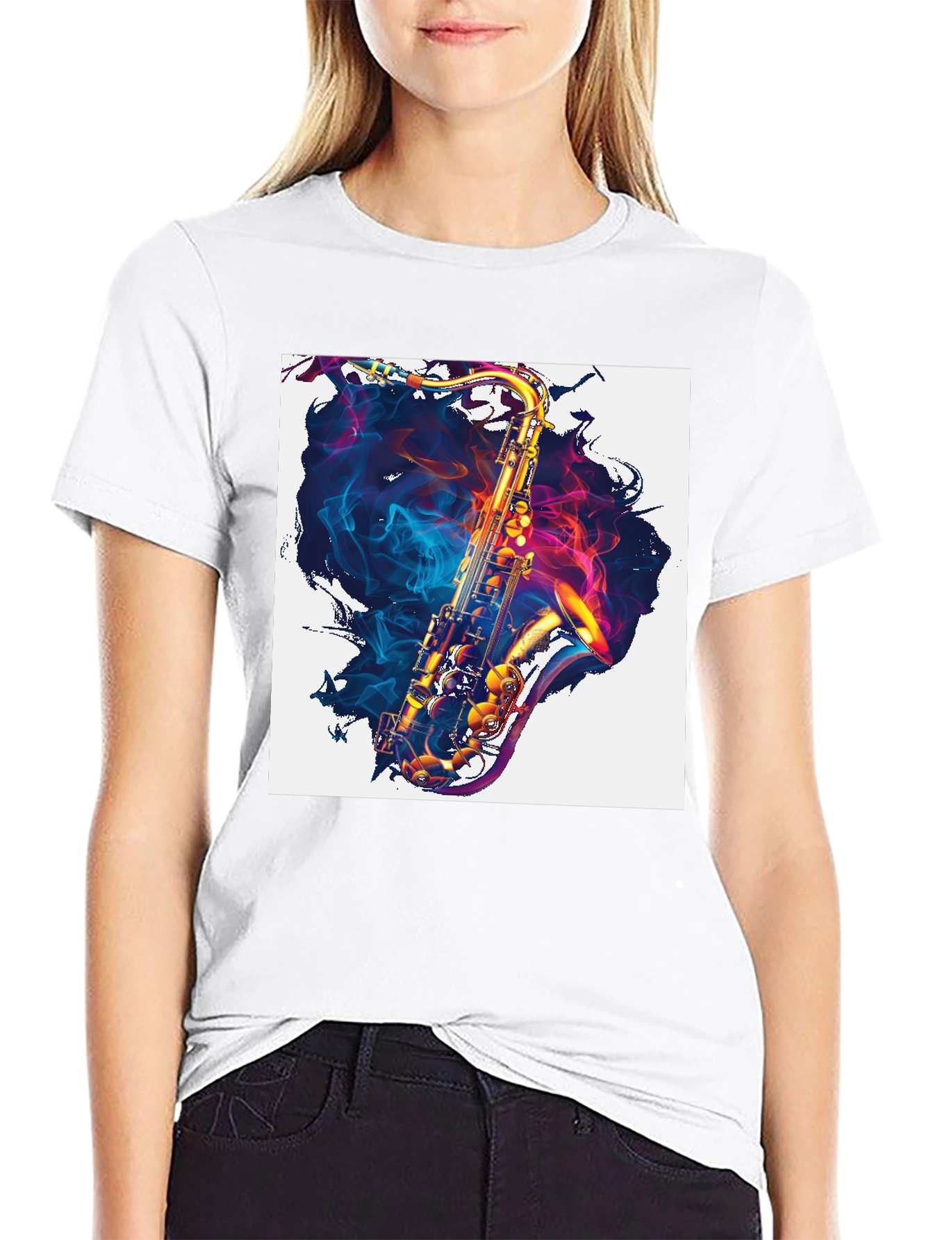 Saxophone Graphic Print Tee