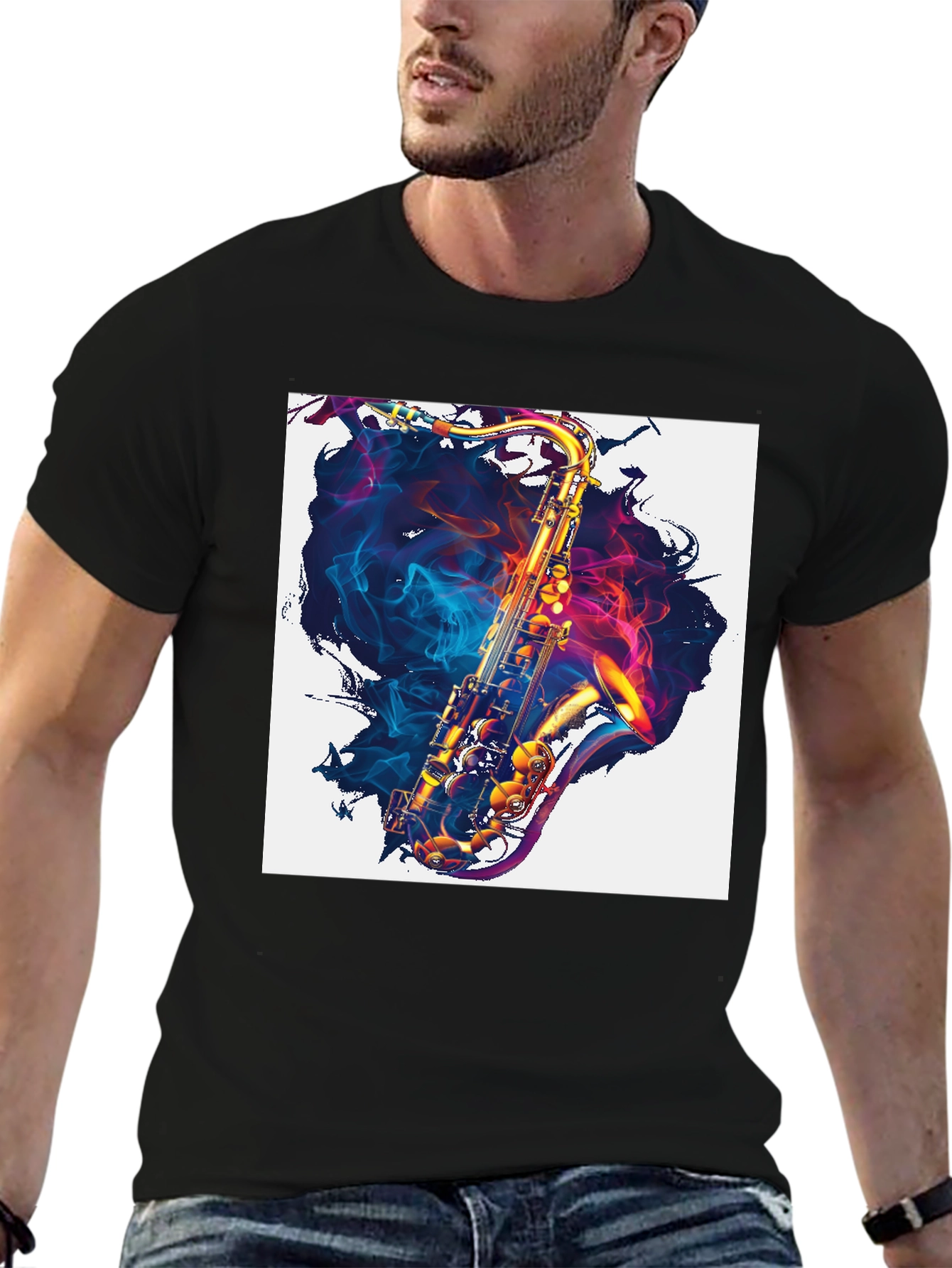 Saxophone Graphic Print Tee