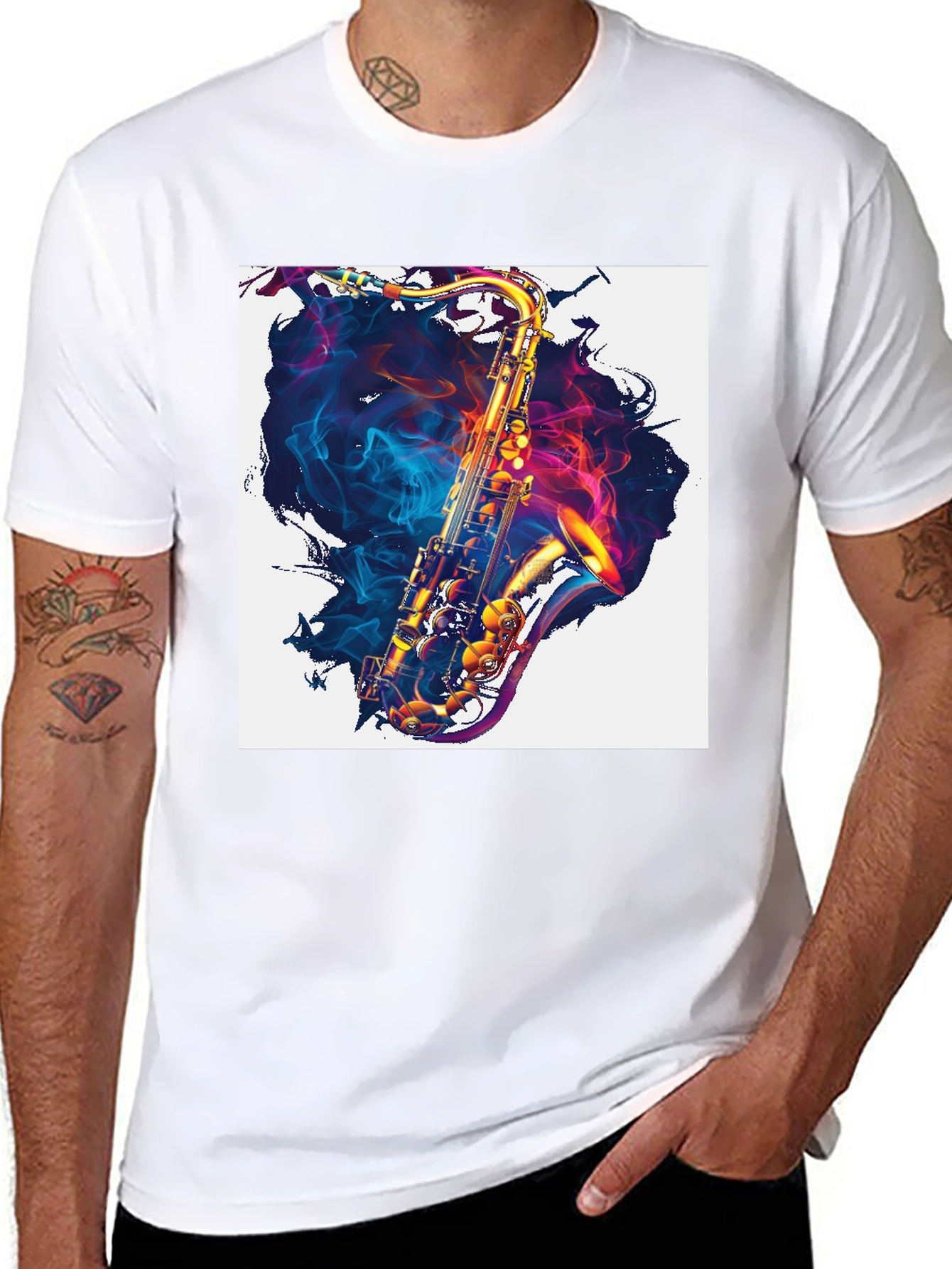 Saxophone Graphic Print Tee