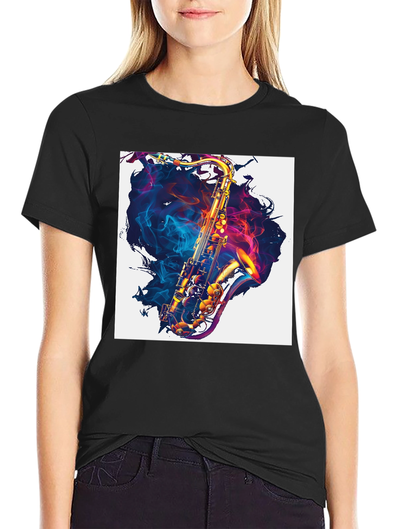 Saxophone Graphic Print Tee