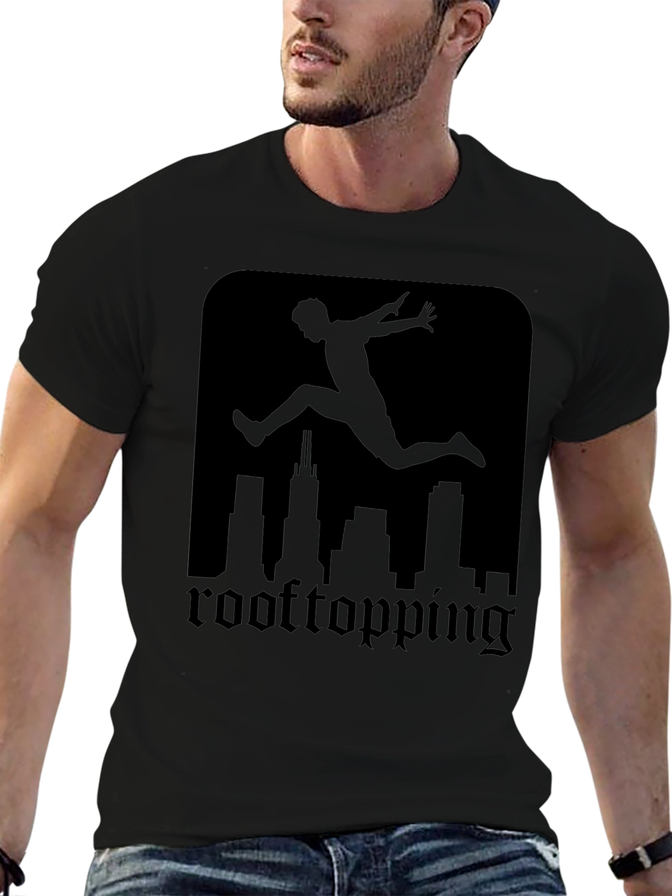 Rooftopping Silhouette Graphic Tee - Urban Style