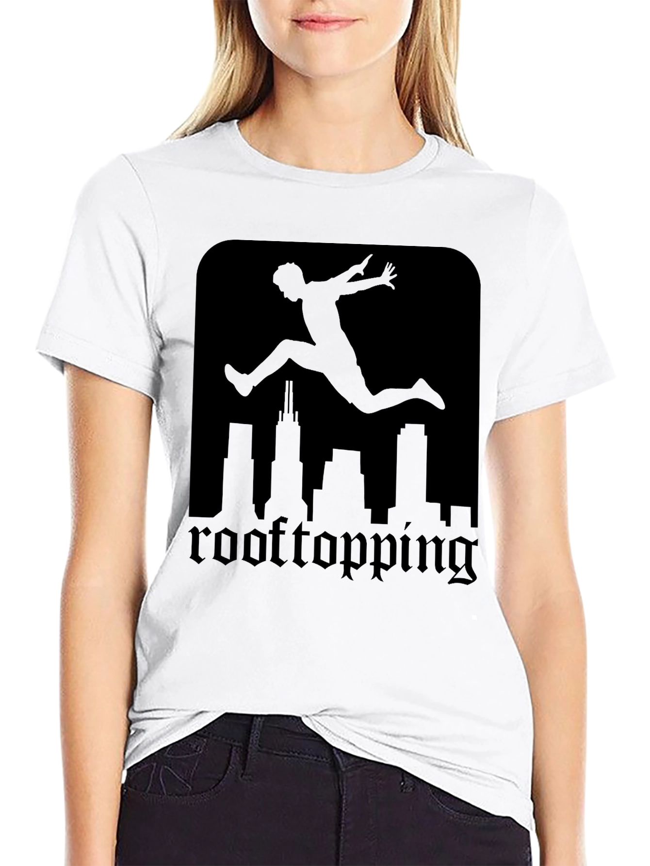Rooftopping Silhouette Graphic Tee - Urban Style