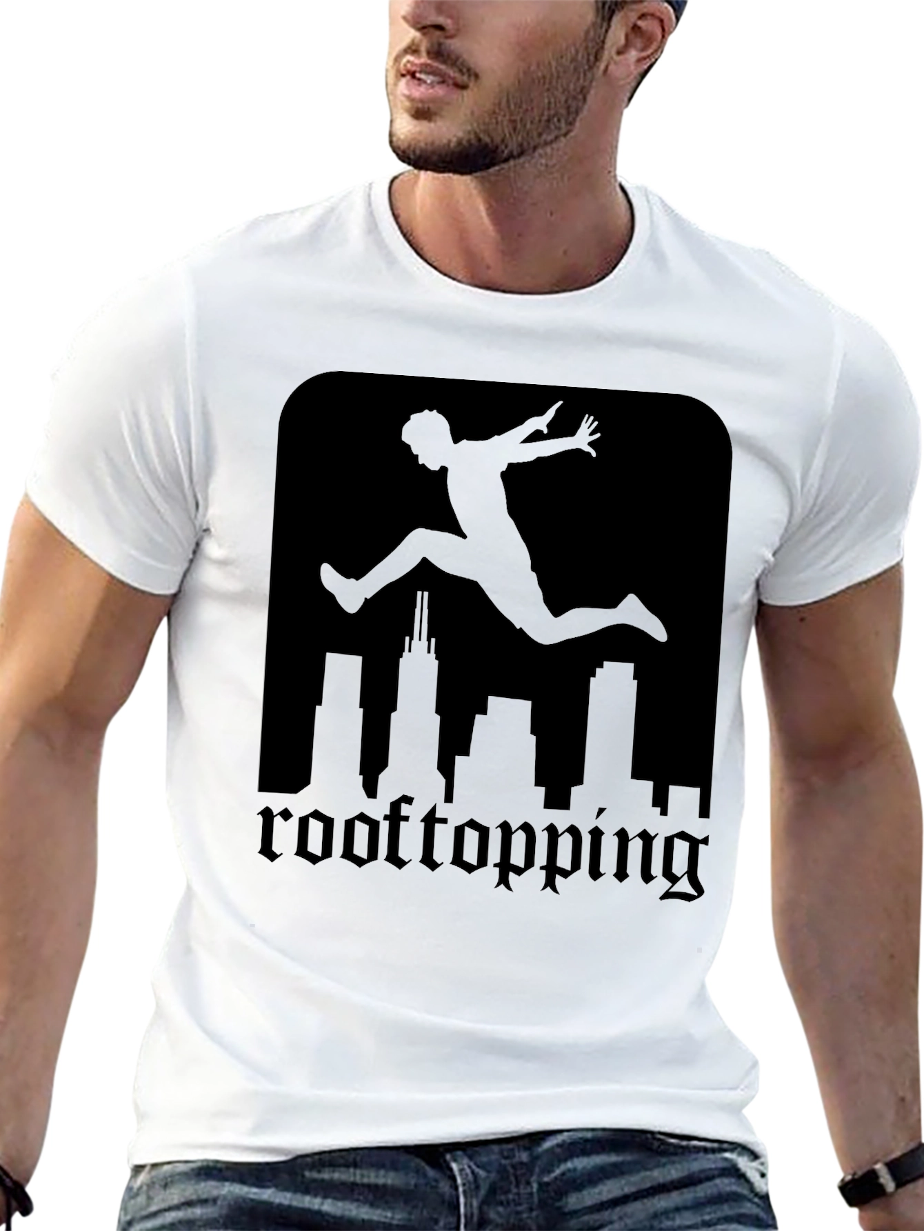 Rooftopping Silhouette Graphic Tee - Urban Style