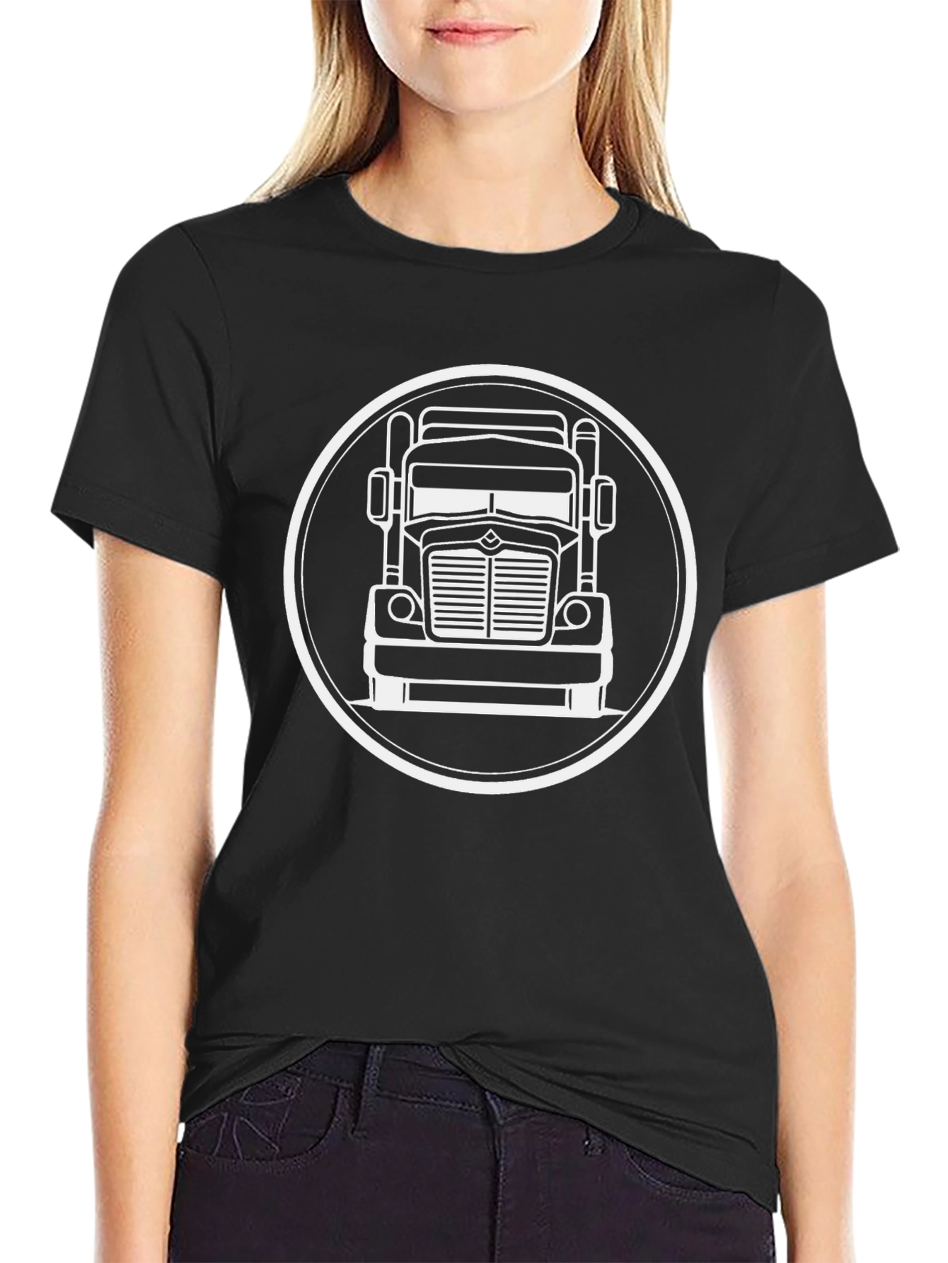 Truck Graphic T-Shirt - Black Crew Neck Tee