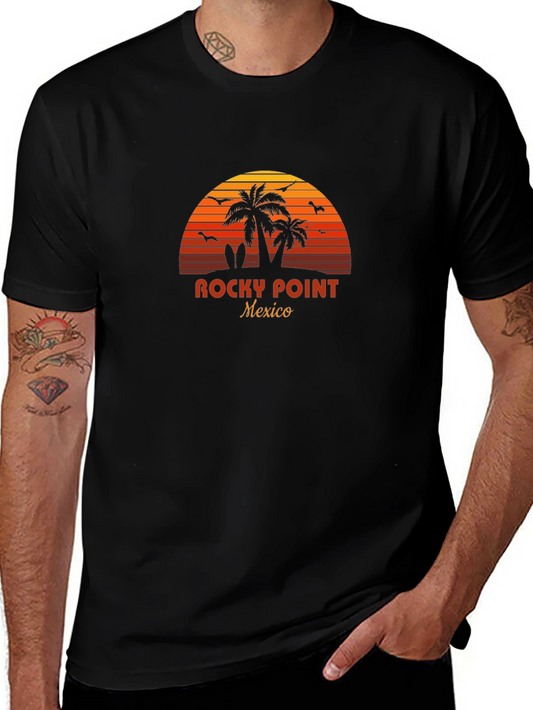 Rocky Point Mexico T-Shirt - Sunset Palm Tree Design