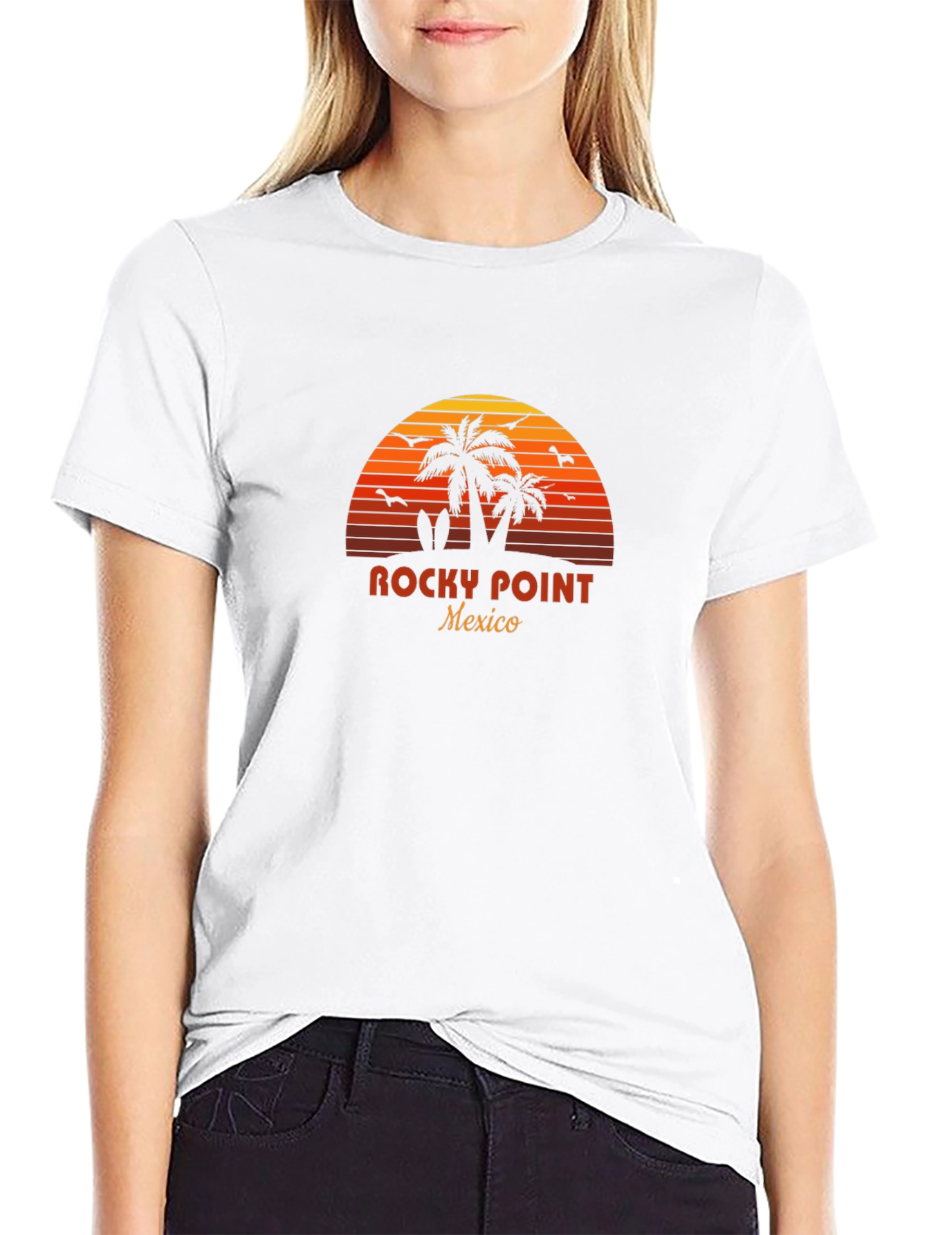 Rocky Point Mexico T-Shirt - Sunset Palm Tree Design