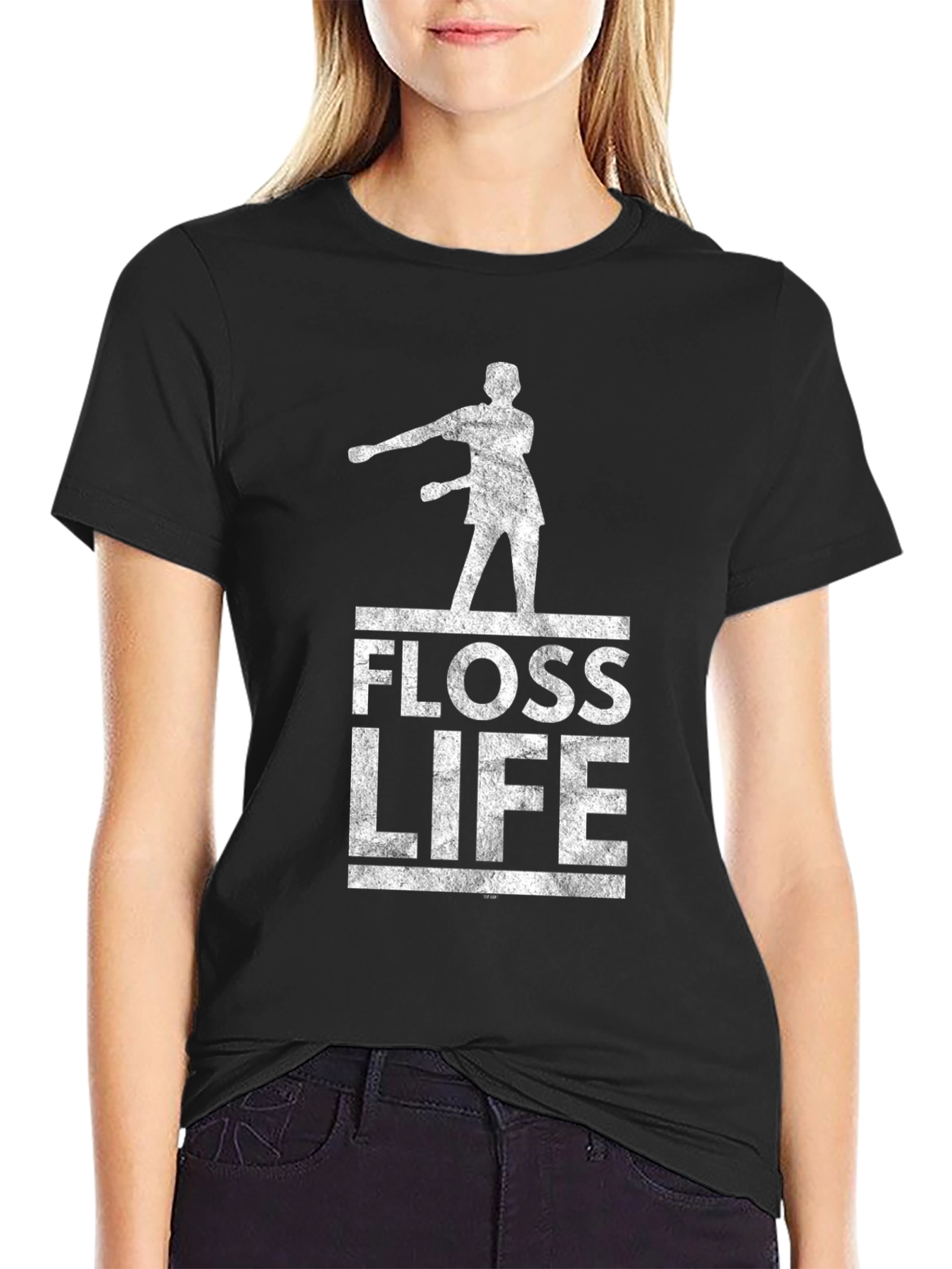 Floss Life Black Cotton Graphic Tee