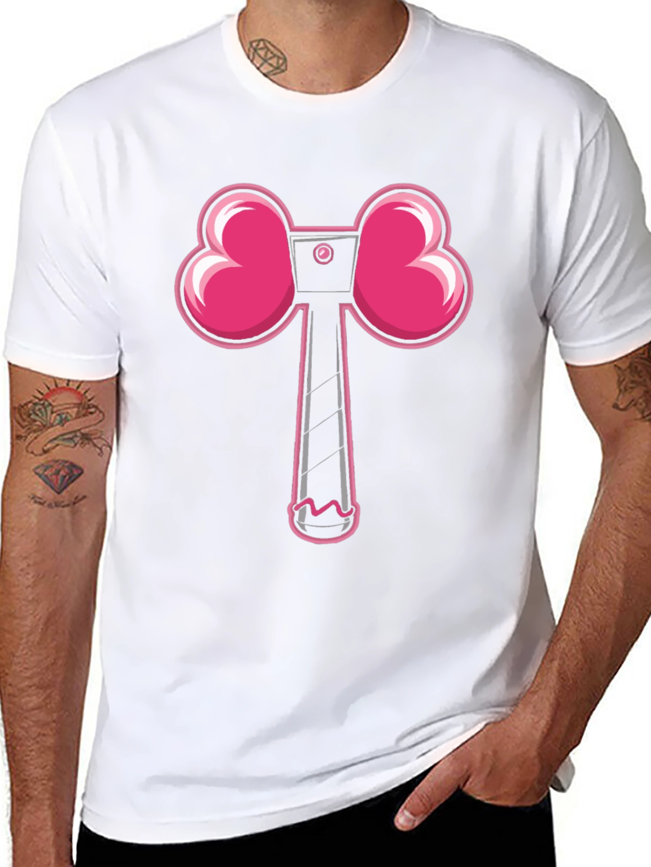 Novelty Pink Heart Hammer Graphic Tee