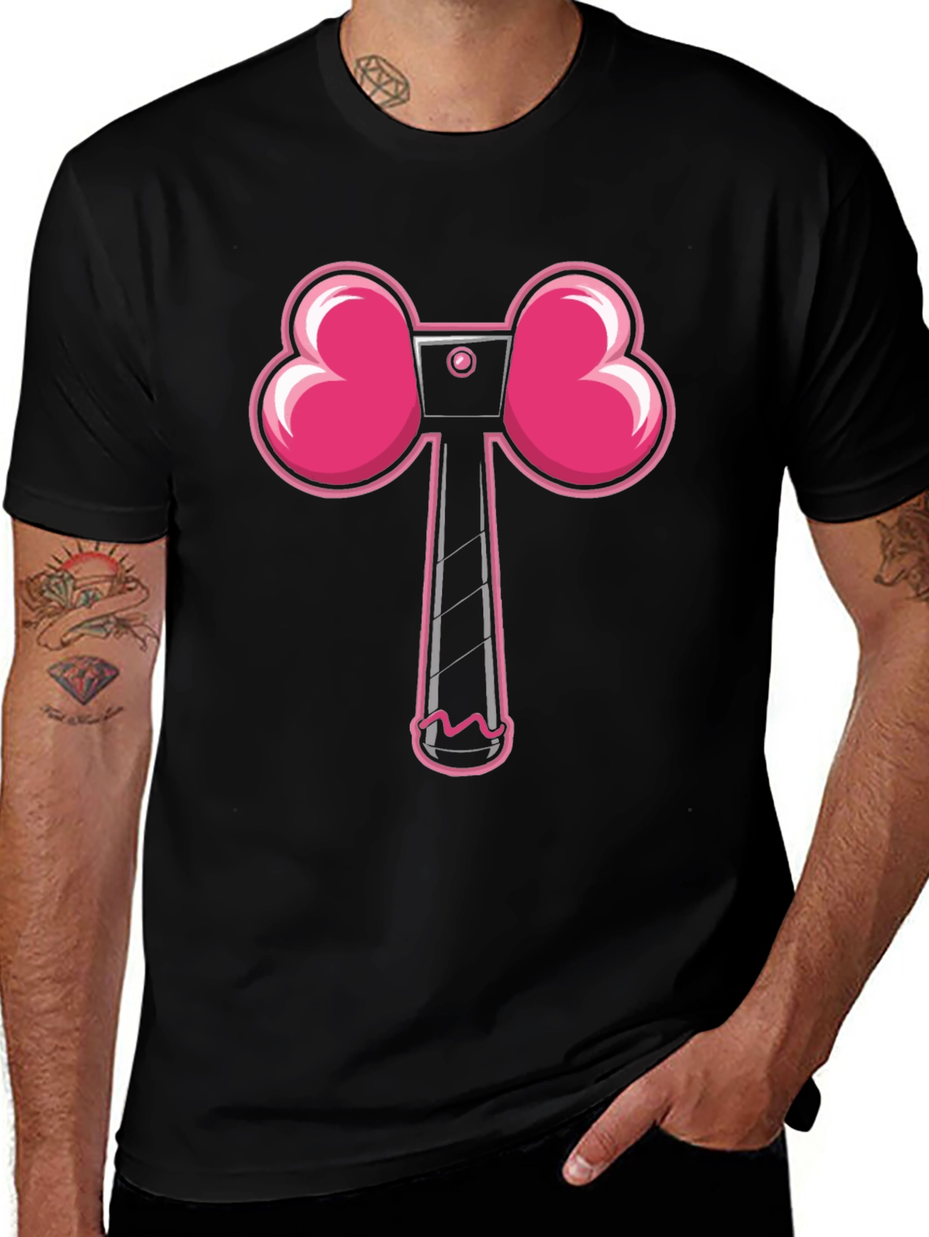 Novelty Pink Heart Hammer Graphic Tee