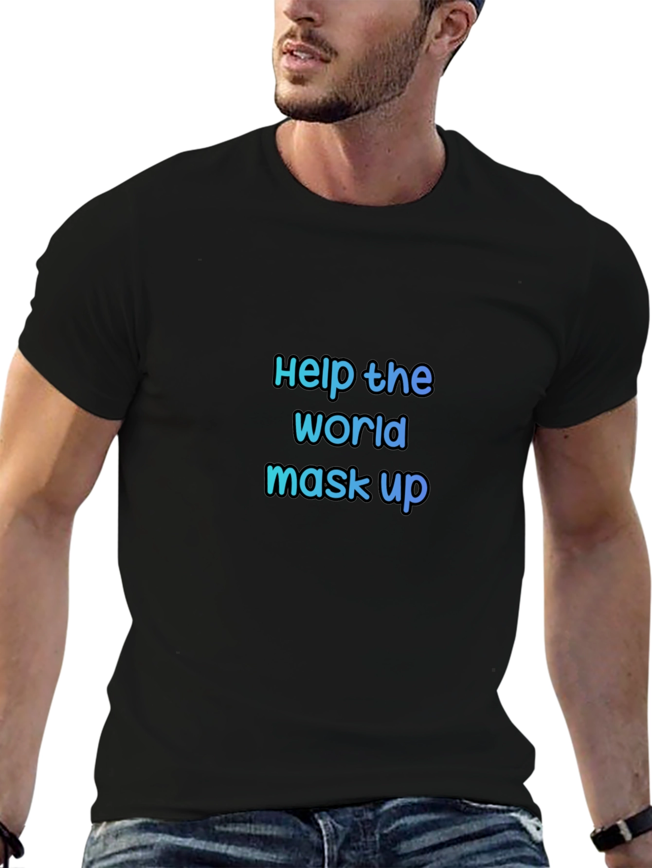 Help the World Mask Up Black Tee