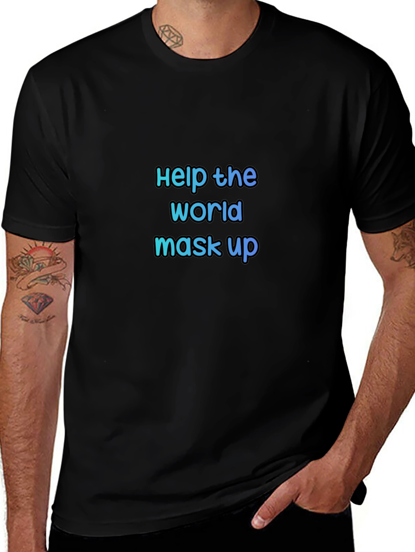 Help the World Mask Up Black Tee