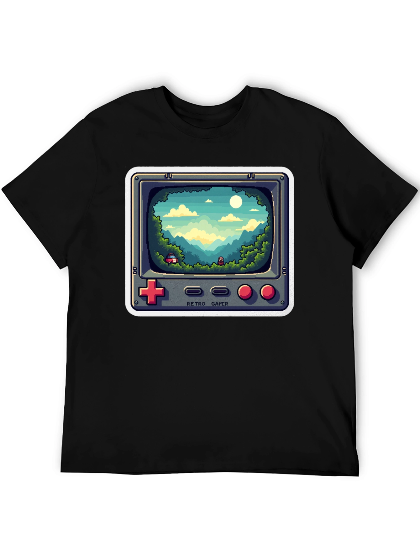 Retro Gamer T-Shirt - Pixelated Game Landscape Design