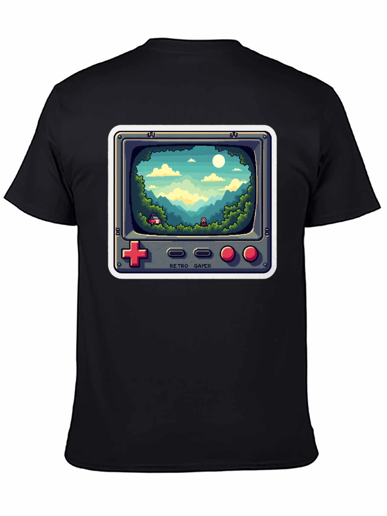 Retro Gamer T-Shirt - Pixelated Game Landscape Design
