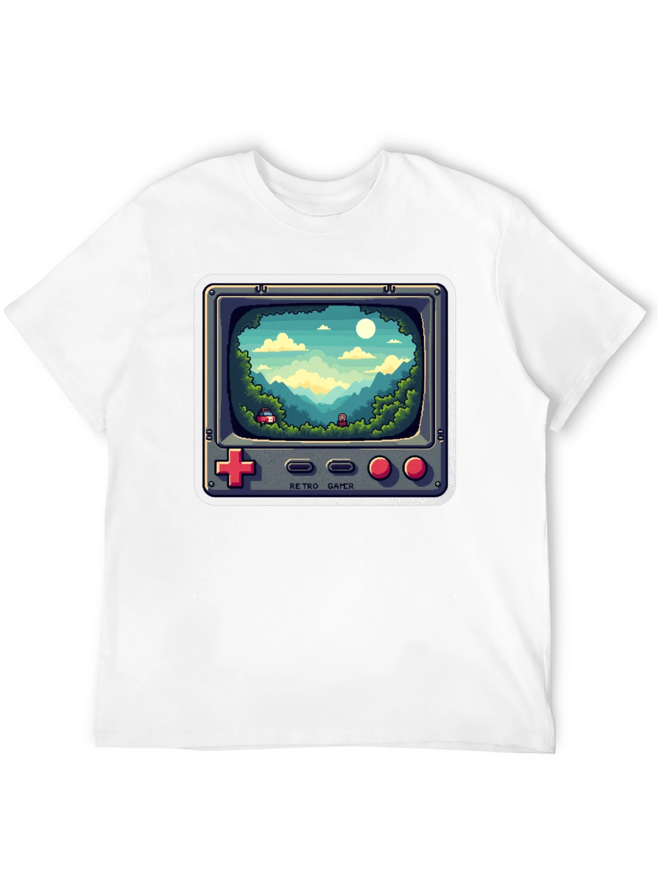 Retro Gamer T-Shirt - Pixelated Game Landscape Design